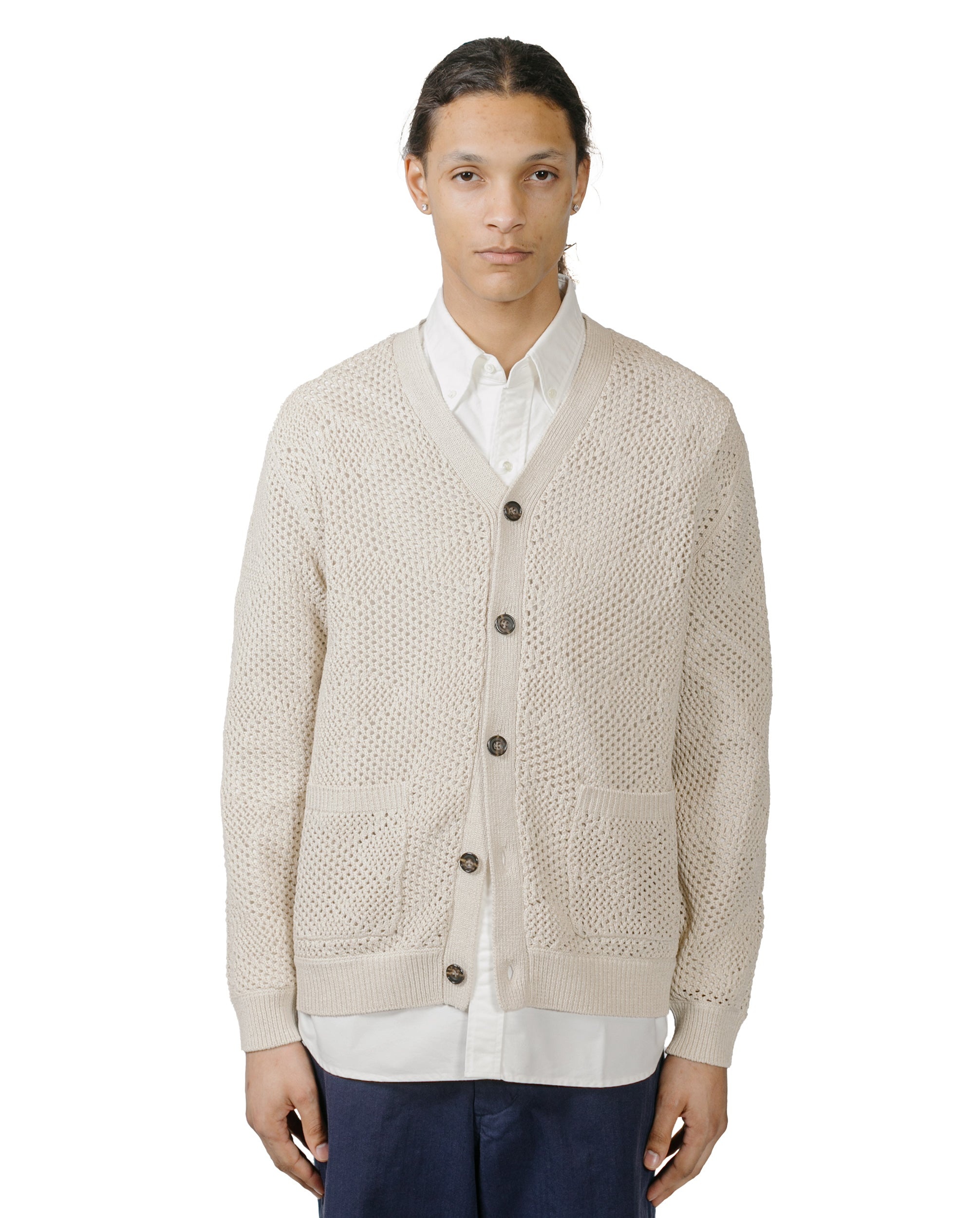 Cardigan Argyle Mesh Beige - 2