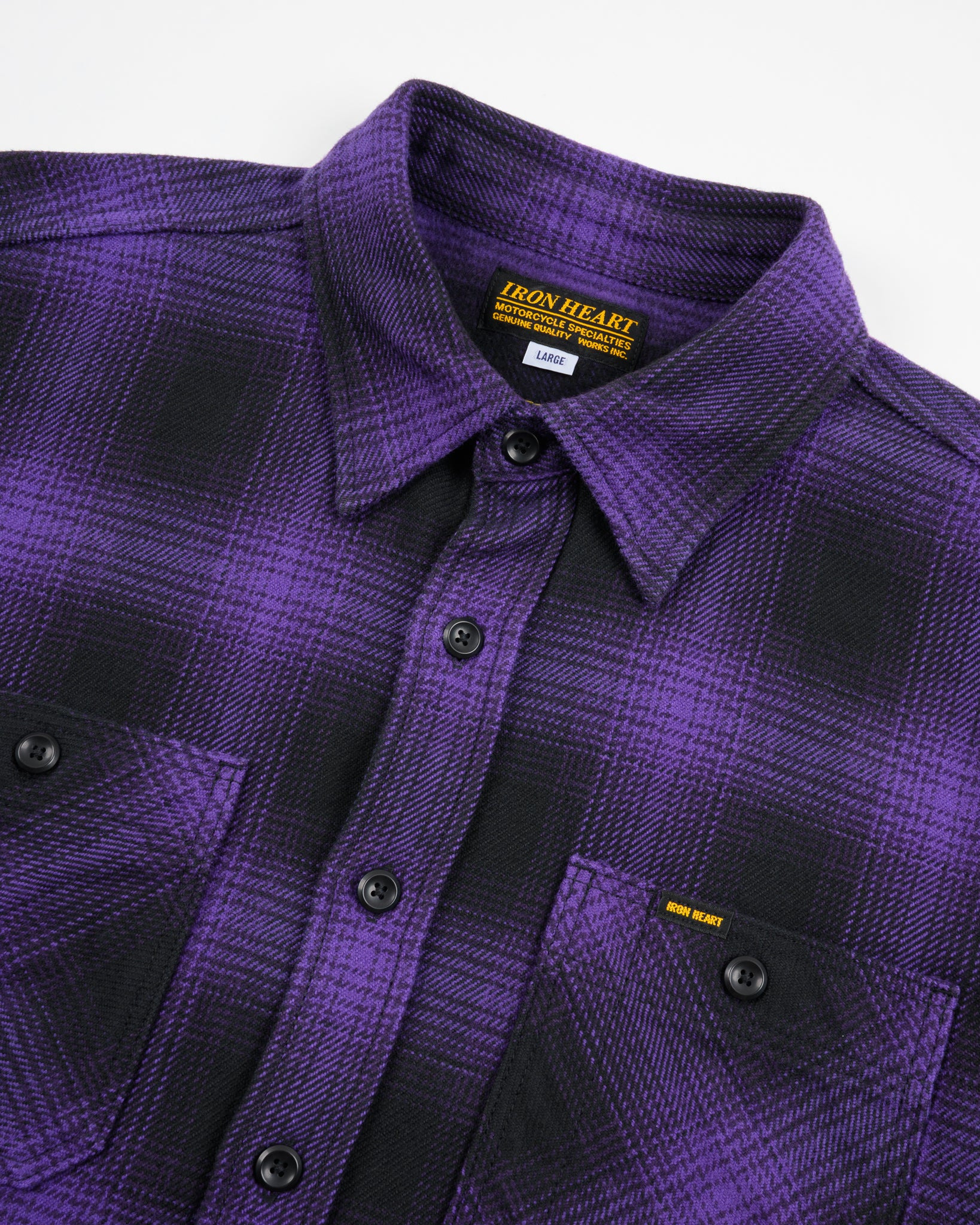 IHSH-265-PUR Ultra Heavy Flannel Ombré Check Work Shirt - Purple/Black - 6
