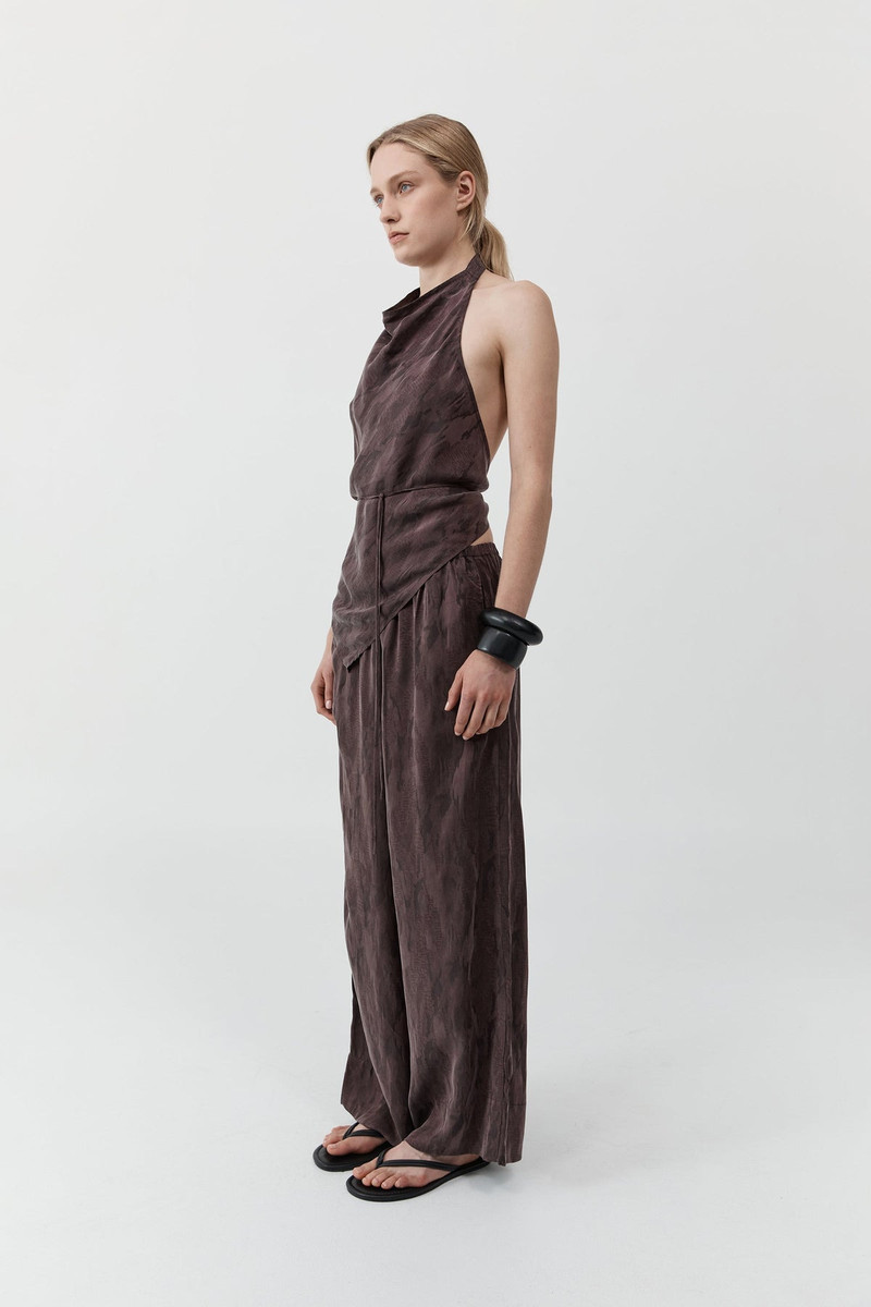 Jacquard Relaxed Pants - Chocolate Plum 1