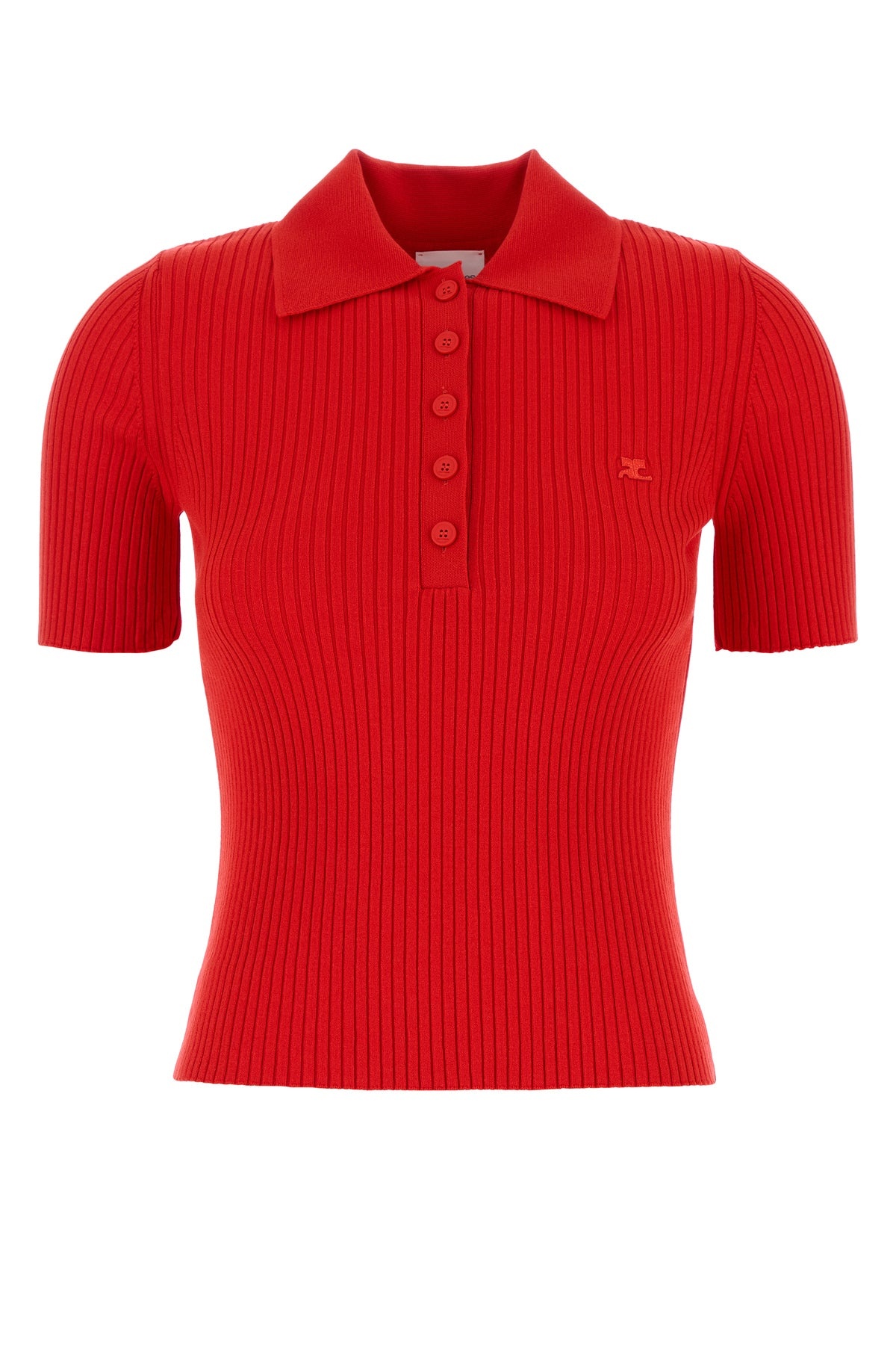 Red viscosa blend polo shirt - 1