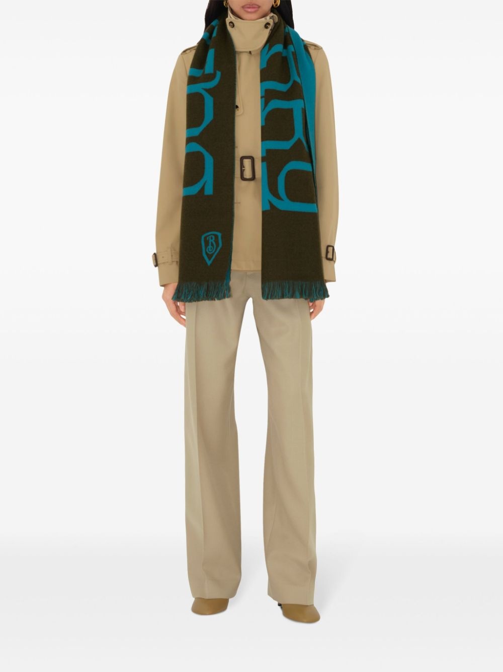 logo wool scarf - 3