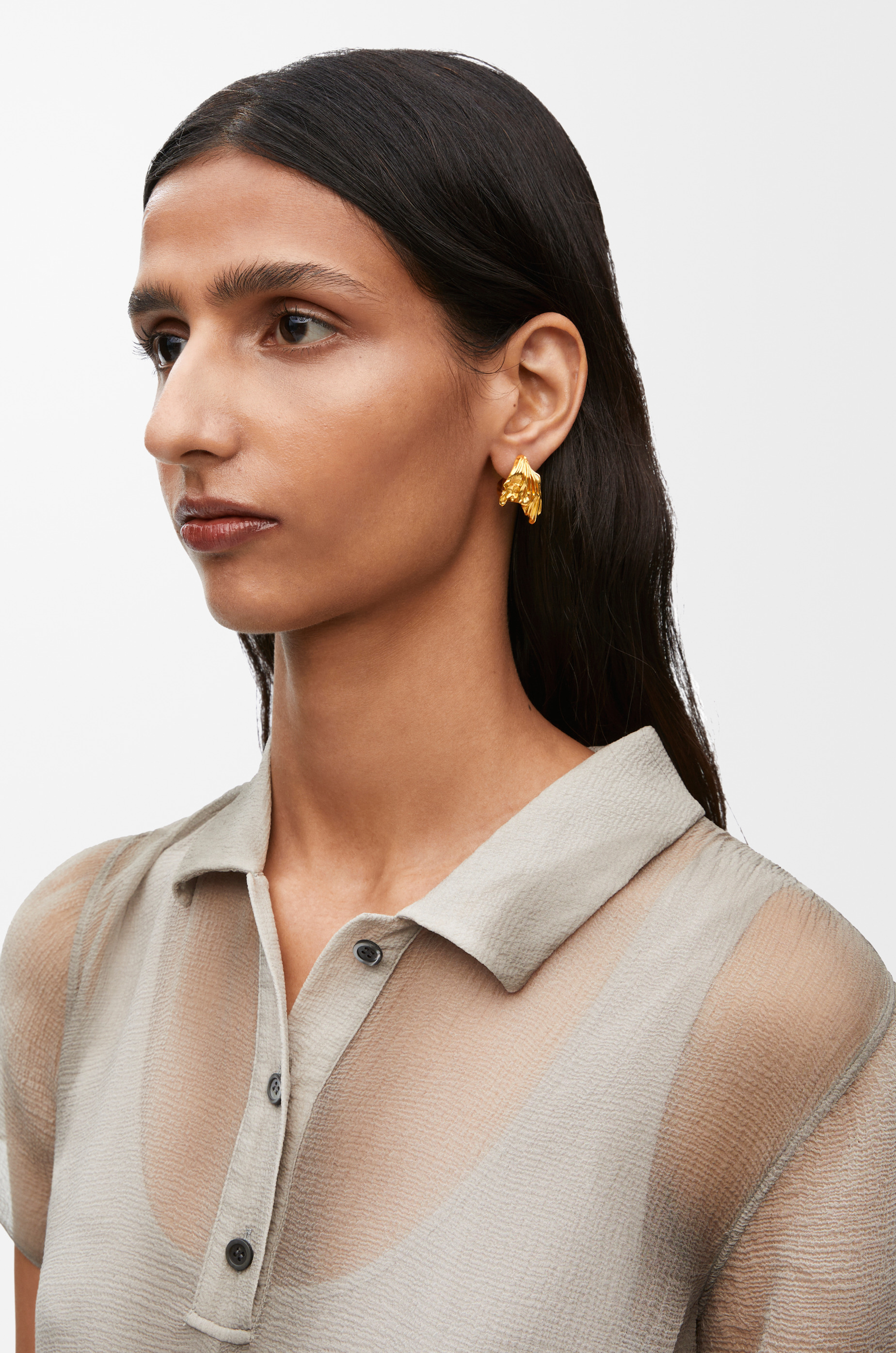 Pleated Fan hoop earrings in sterling silver - 2