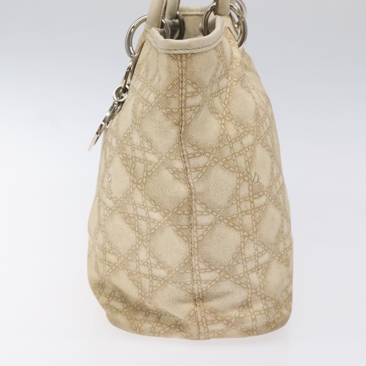 DIOR Canage Hand Bag Coated Canvas Beige Silver - 5
