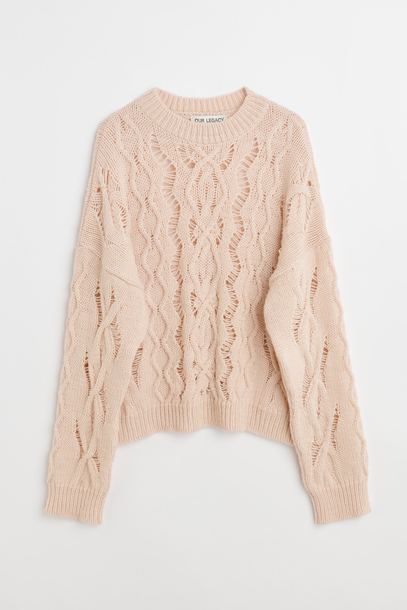 Cable Sonar Roundneck Delicate Pink Fisherman Wool - 1