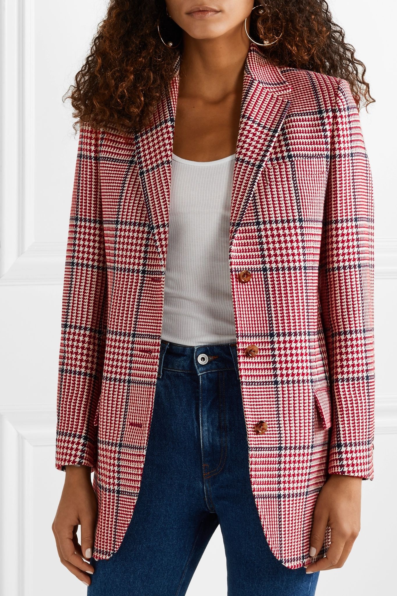 Prince of Wales checked wool-blend blazer - 3