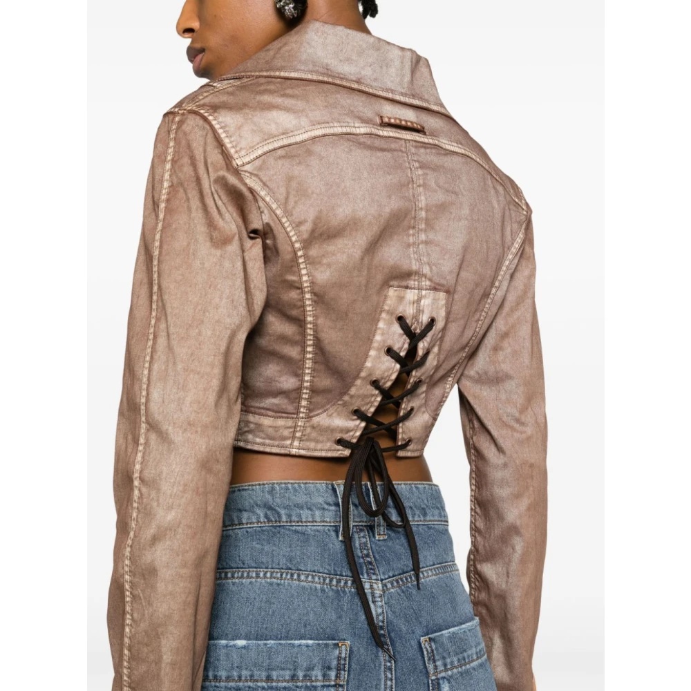 Jean Paul Gaultier BROWN PANELLED LACE-UP JACKET | miinto