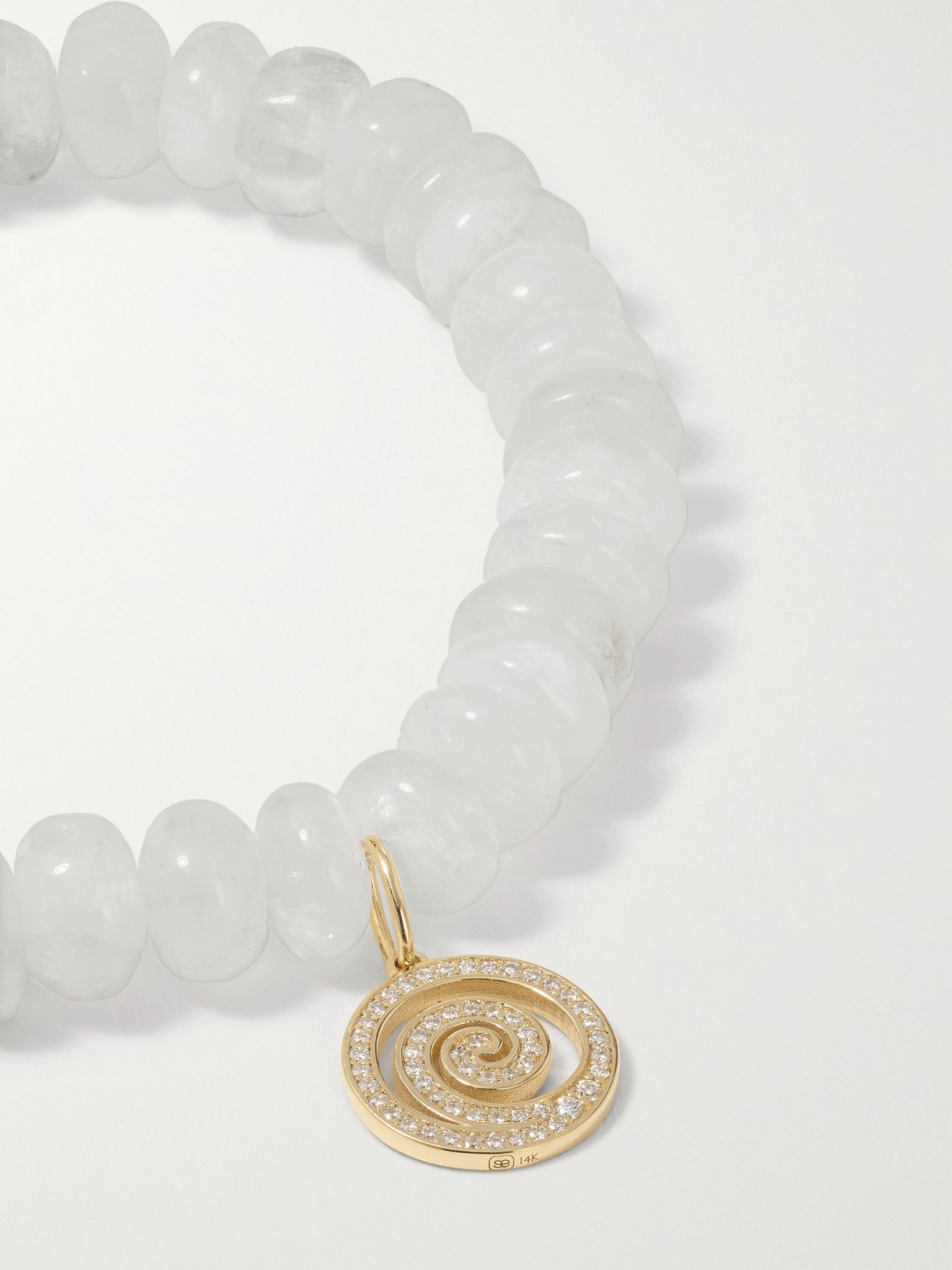 Small Spiral 14-karat gold, moonstone and diamond bracelet White - 4