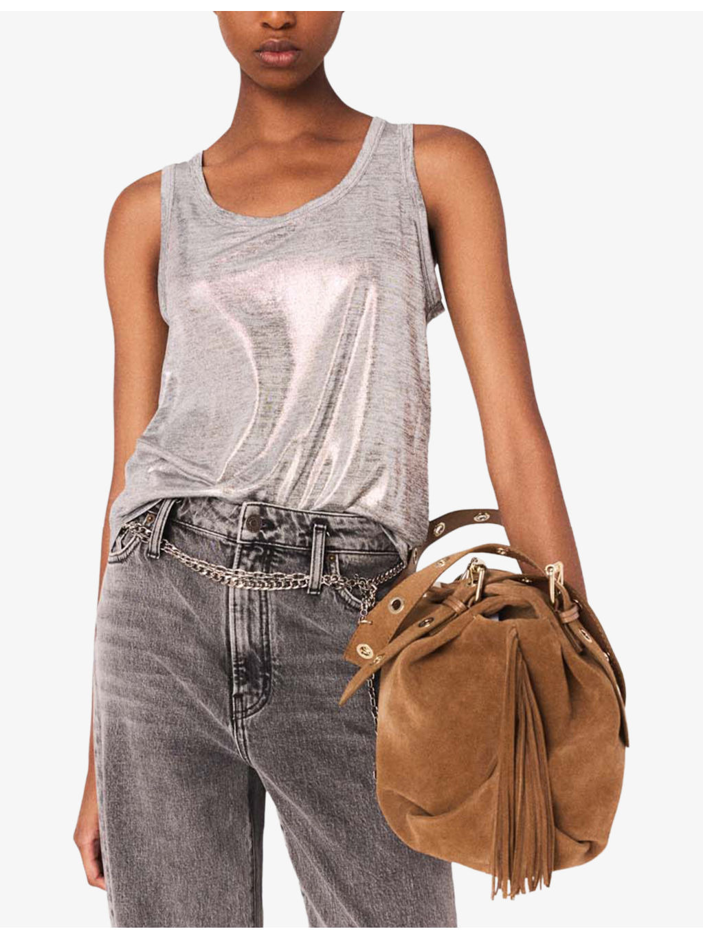 Metallic Scoop-Neck Stretch-Knit Vest Top - 3