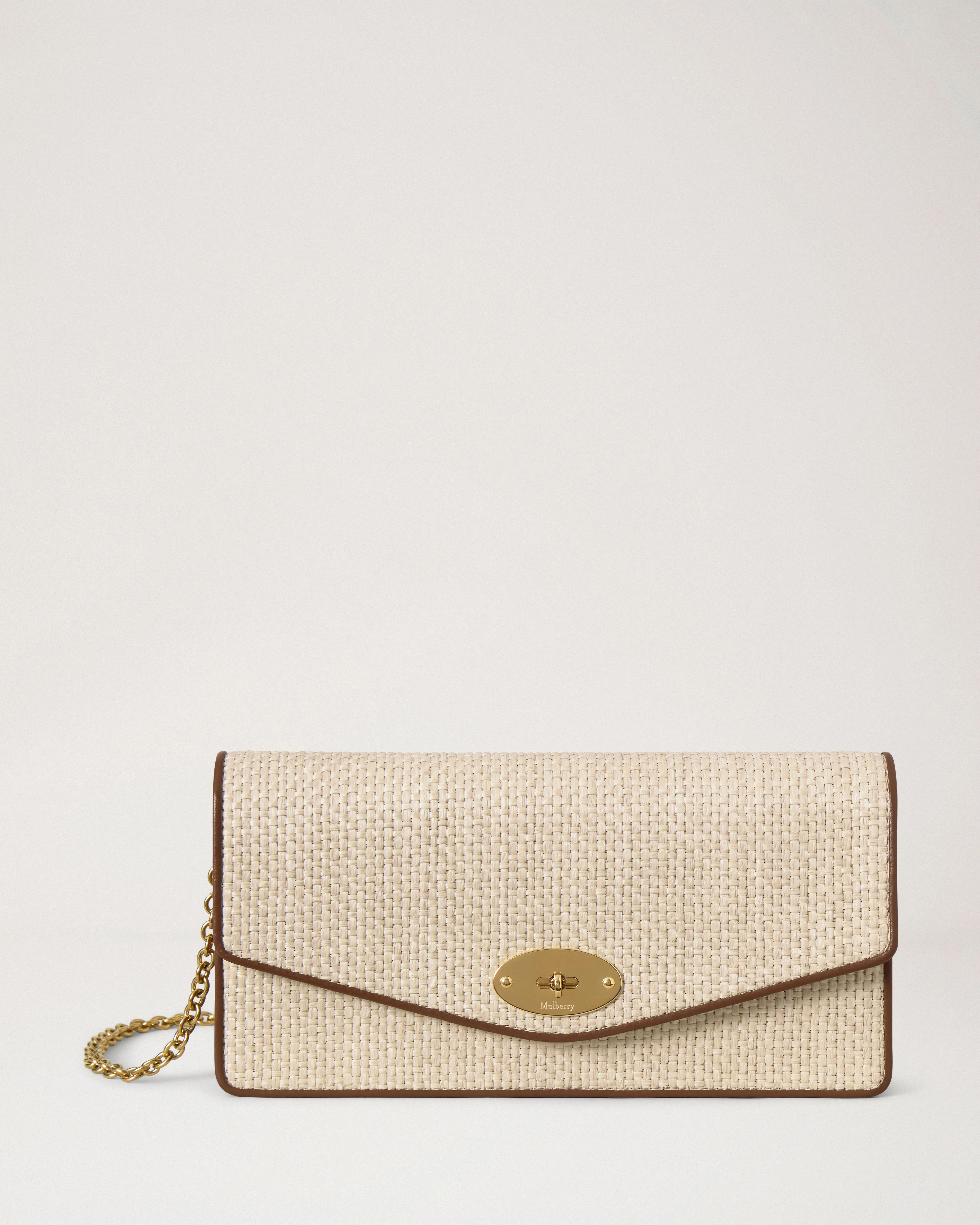 Darley Clutch Ecru & Bright Oak Raffia & Leather Trim - 1