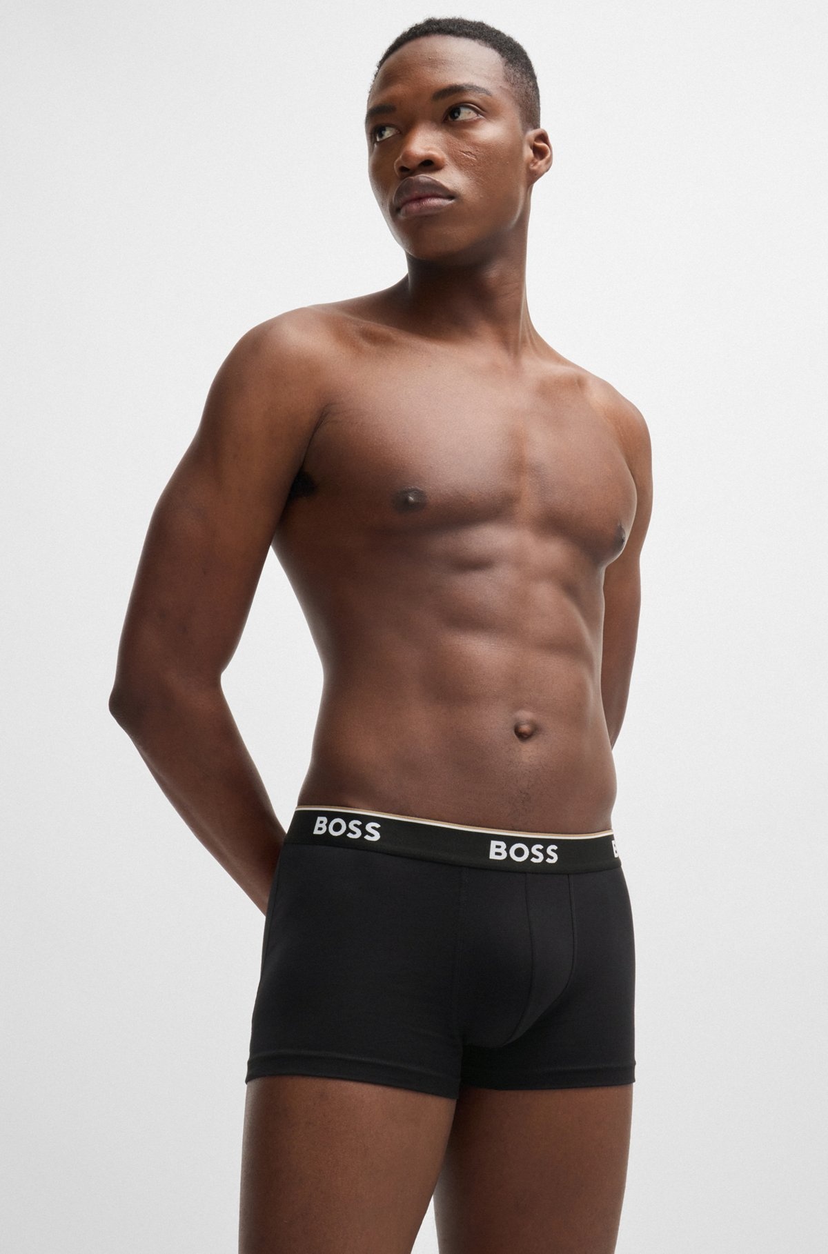 THREE-PACK OF STRETCH-COTTON TRUNKS WITH LOGO WAISTBANDS - 6