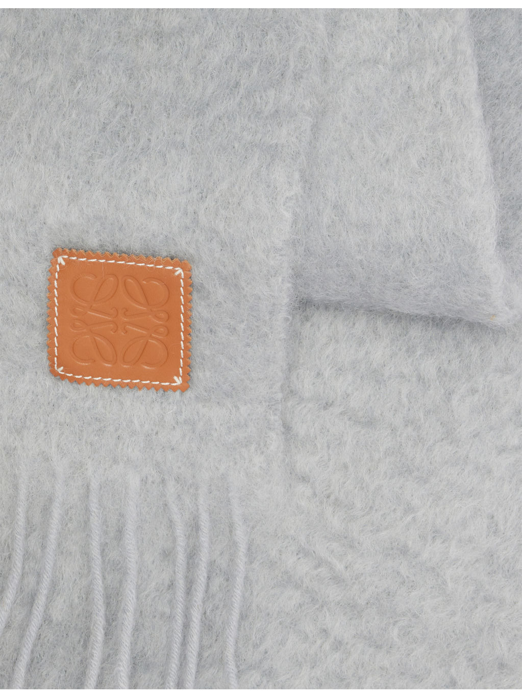 Brand-Plaque Fringed Wool-Blend Scarf - 2