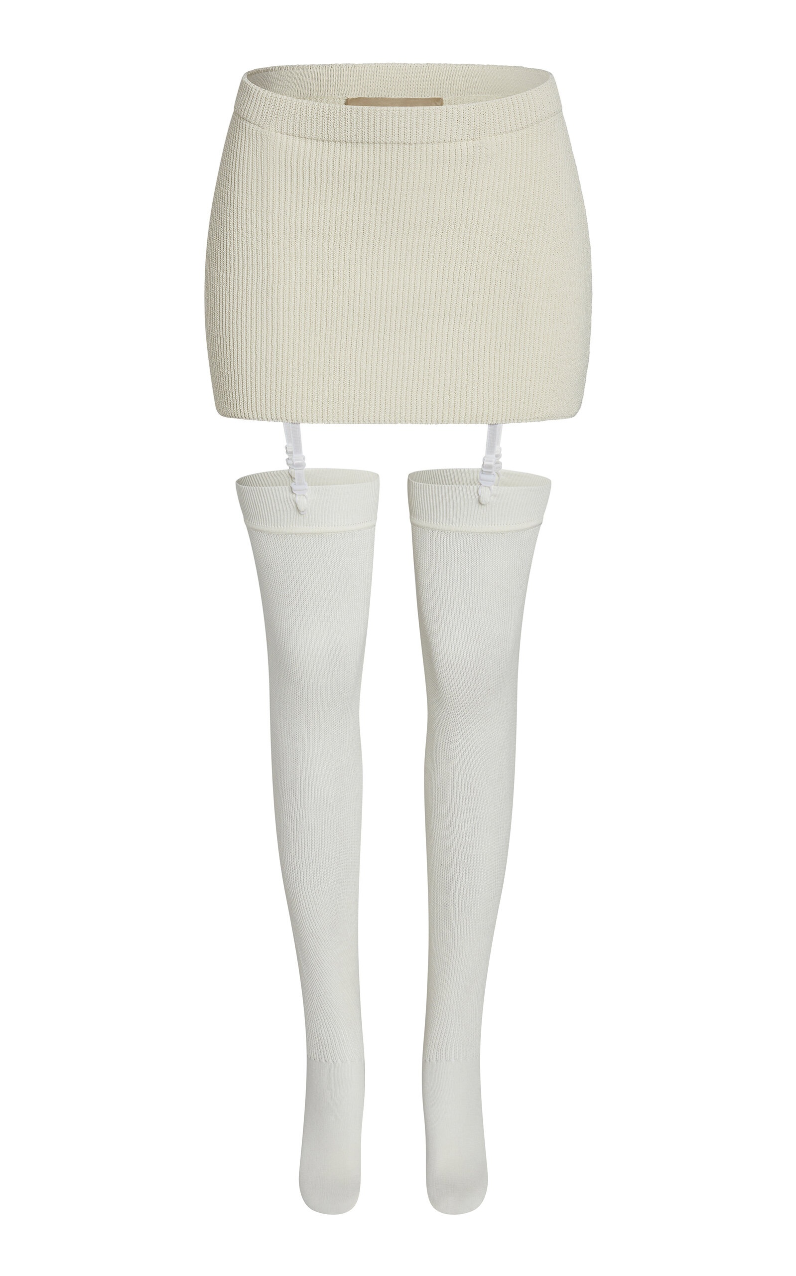 Eris Ribbed-Knit Stretch-Cotton Mini Skirt off-white - 1