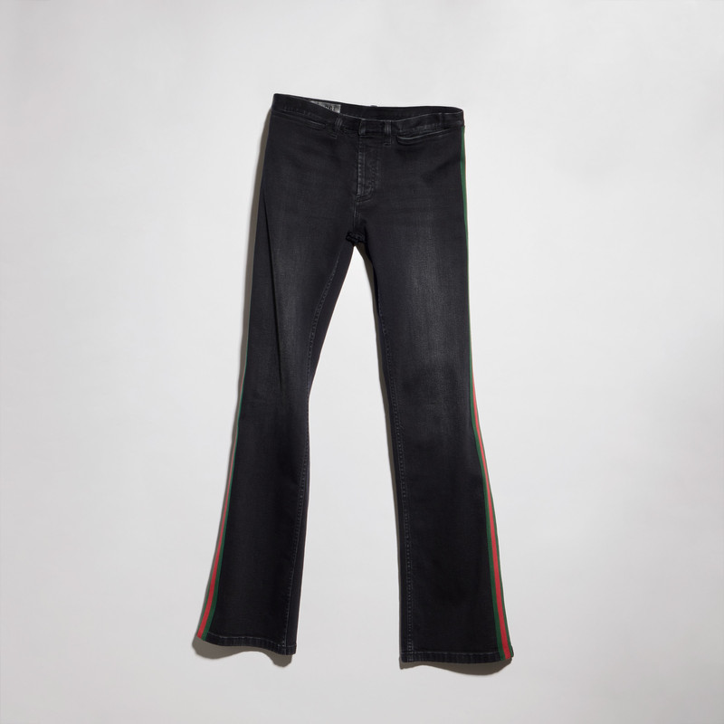 Cotton denim pants with Web - 1