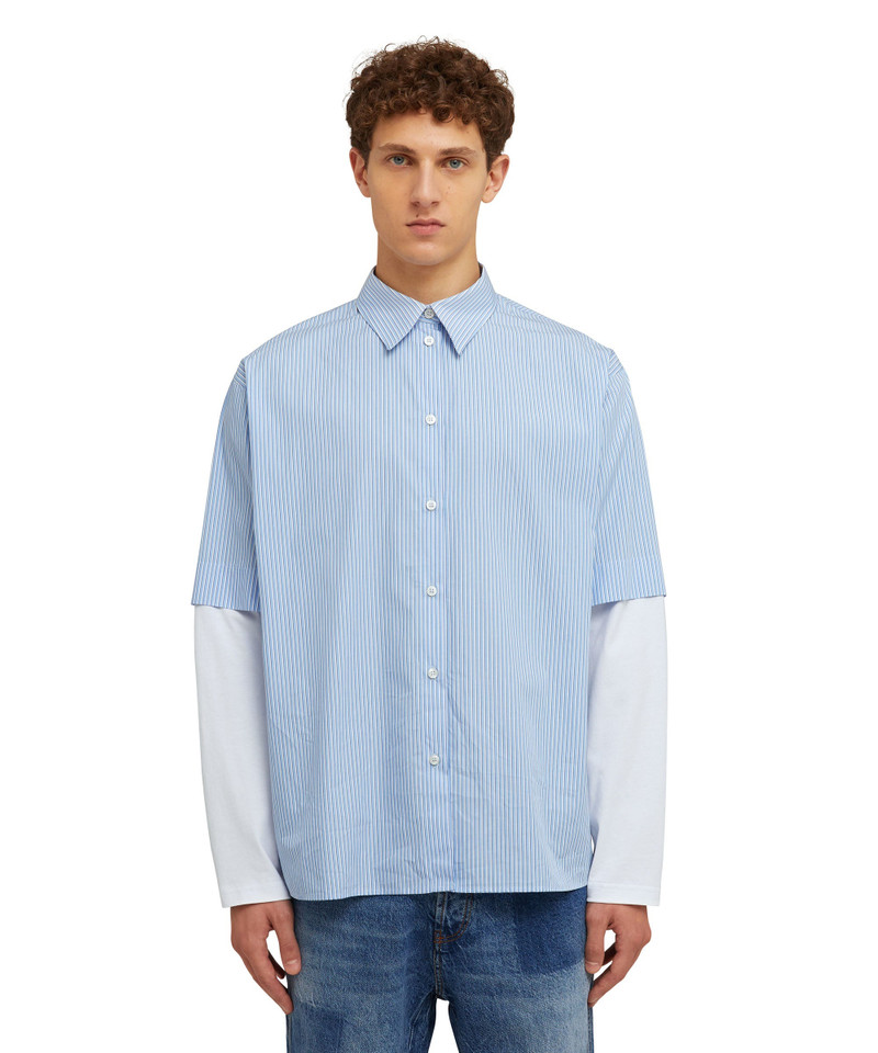 MSGM Poplin cotton striped shirt with long-sleeve shirt incorporated outlook