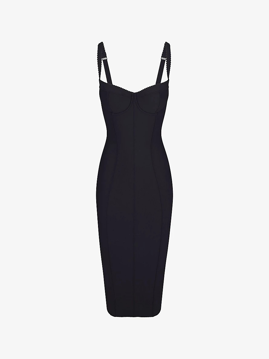 Dolce & Gabbana x SKIMS picot-trim slim-fit stretch-woven midi dress - 1