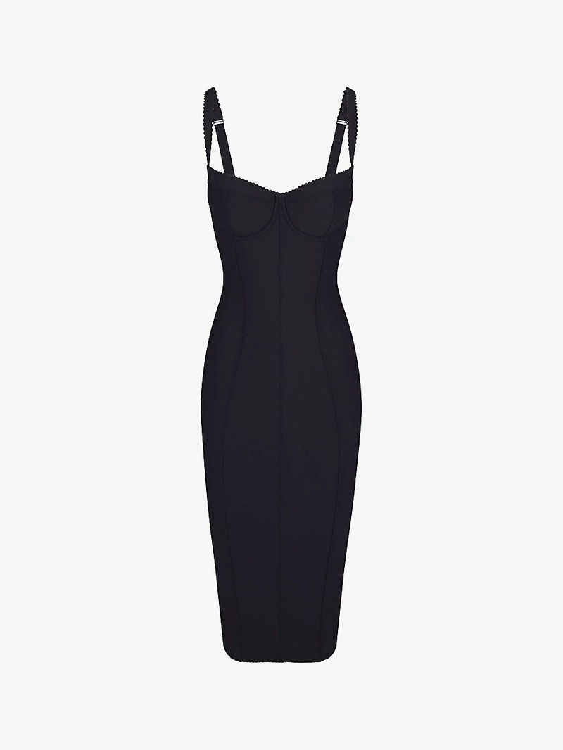 SKIMS Dolce & Gabbana x SKIMS picot-trim slim-fit stretch-woven midi dress  - R04395002