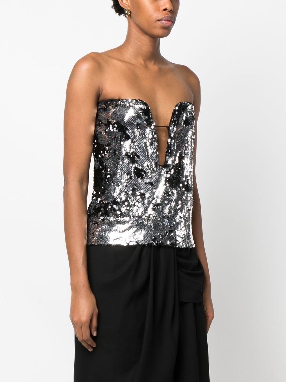 sequin-embellished plunge top - 3