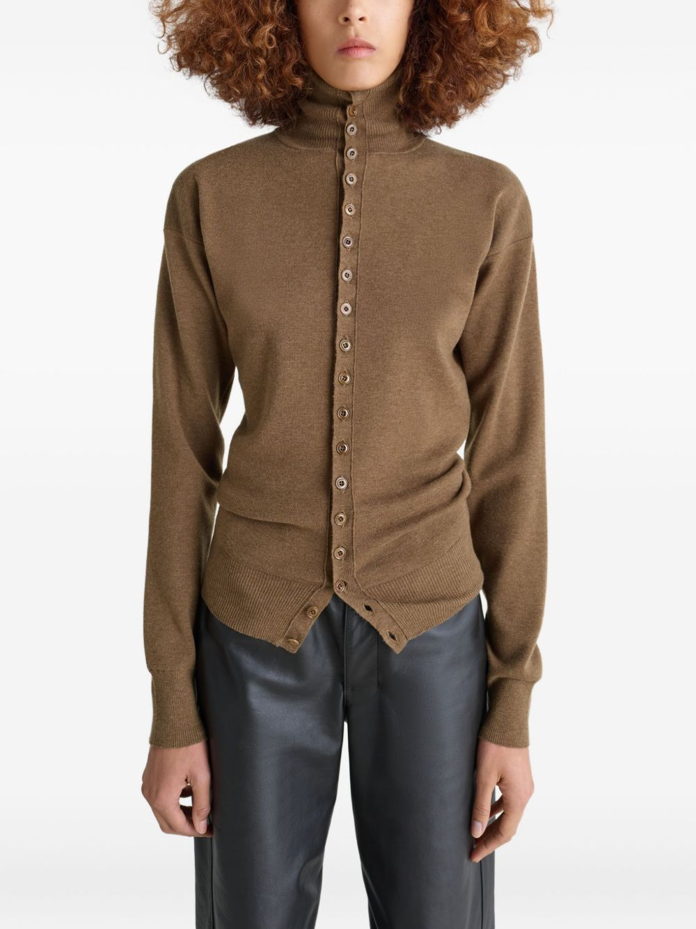 turtleneck buttoned cardigan - 3