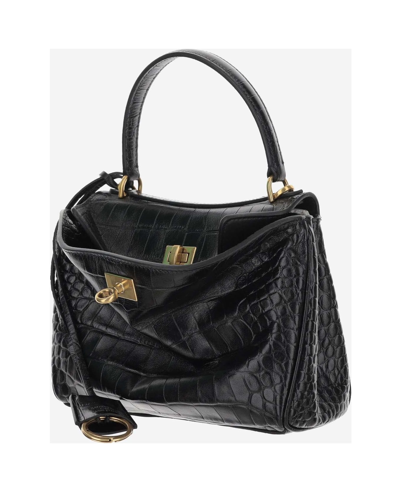 Black Leather Mini Rodeo Handbag - 2
