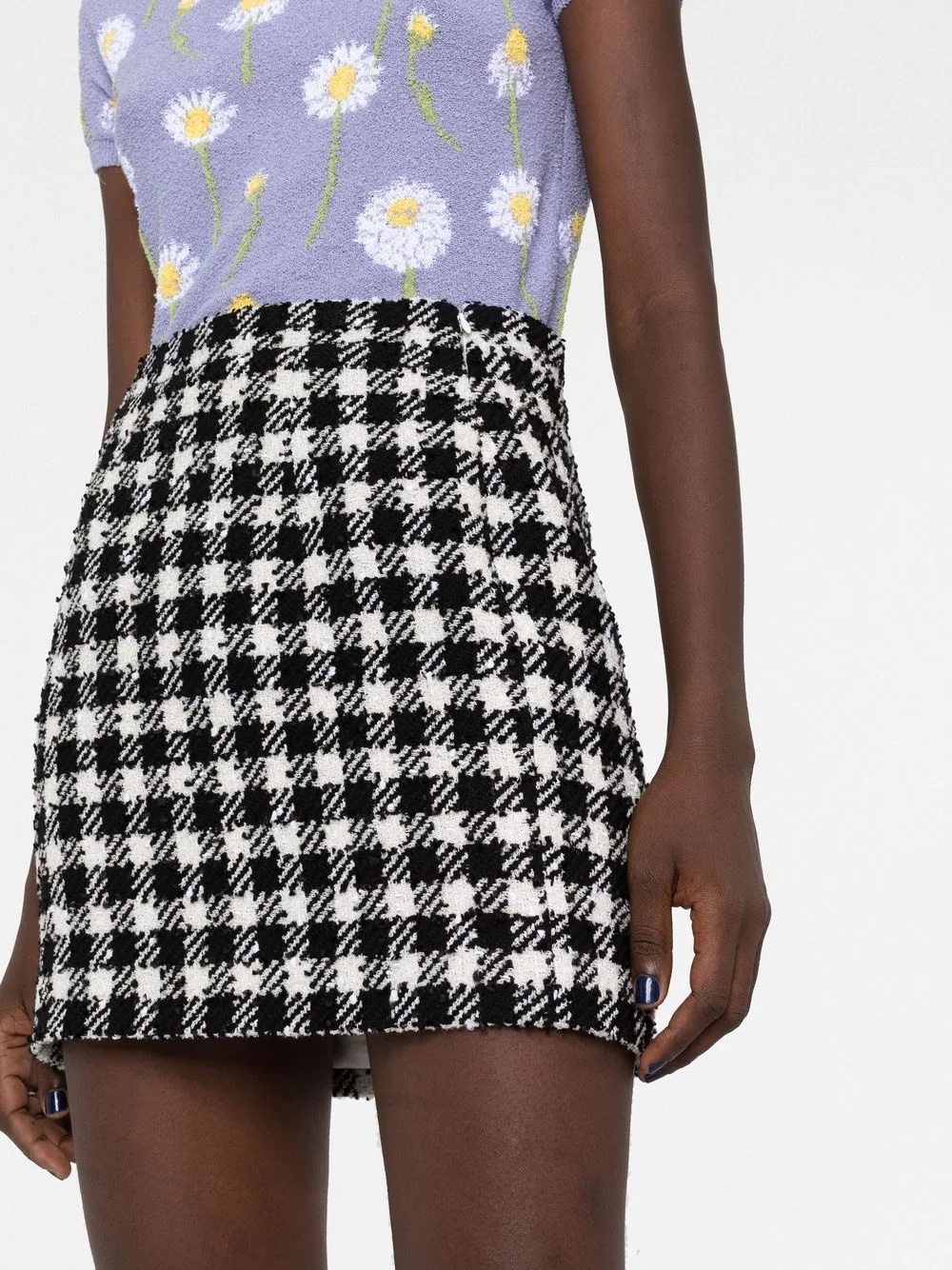 herringbone-pattern print mini skirt - 3