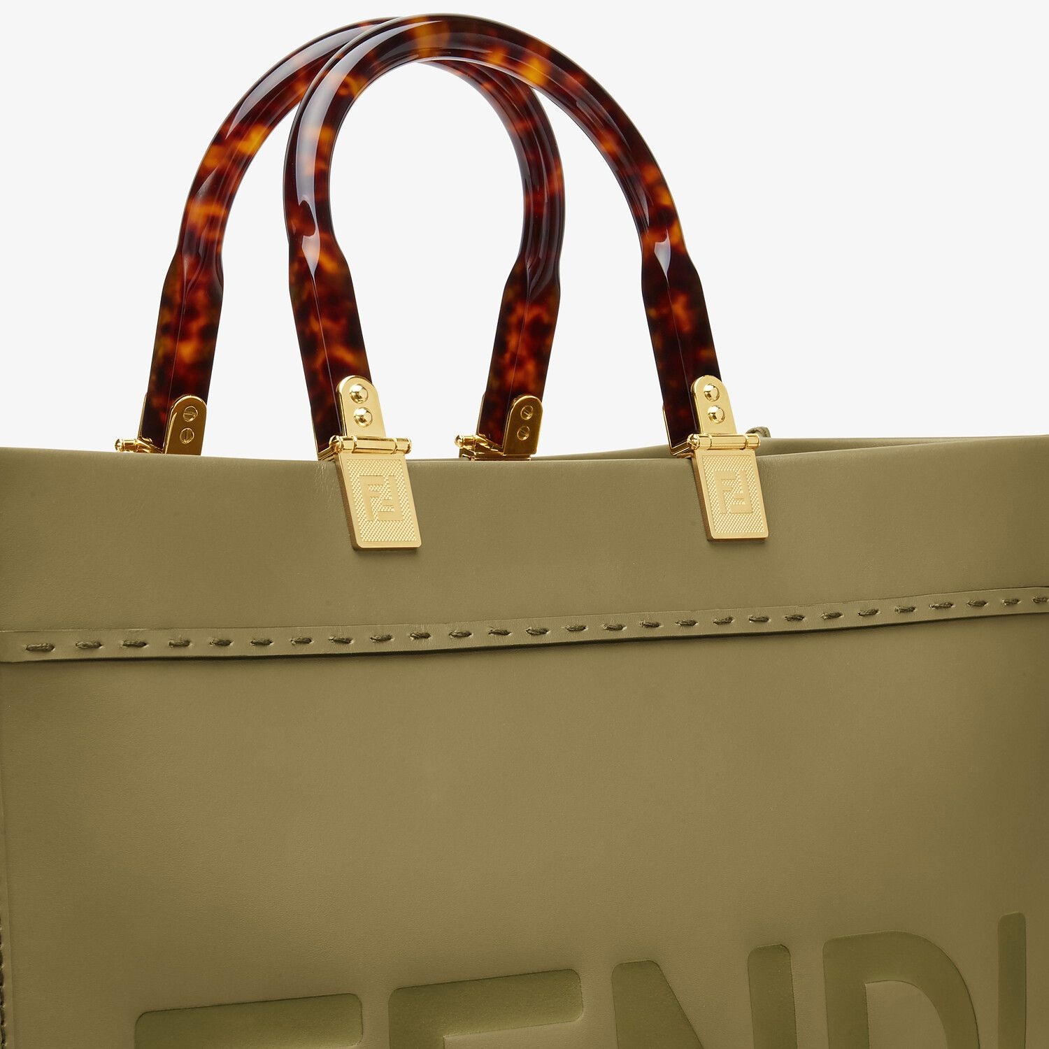 Green leather shopper - 5