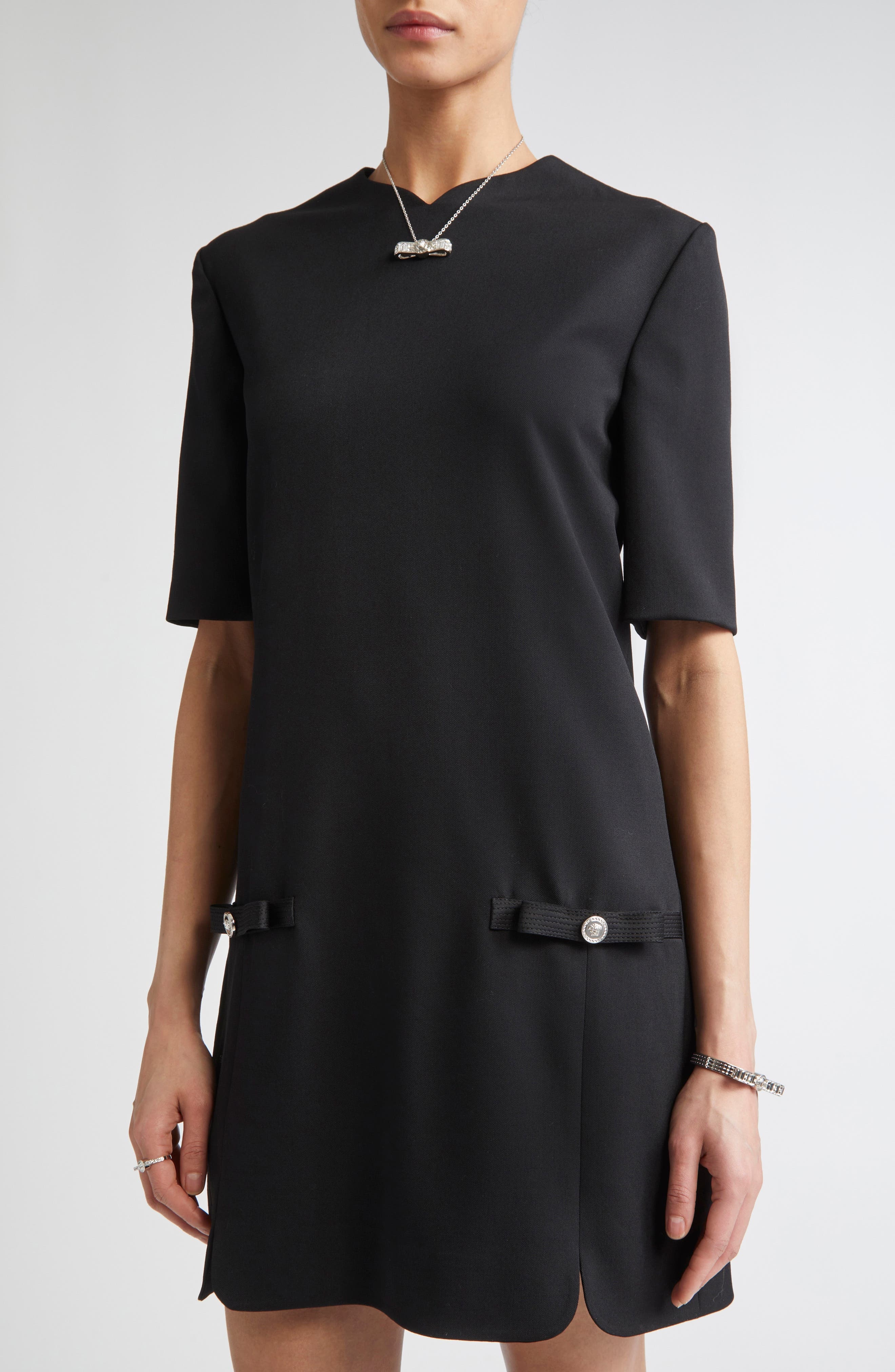 Versace Medusa Short Sleeve Shift Dress in Black at Nordstrom - 4