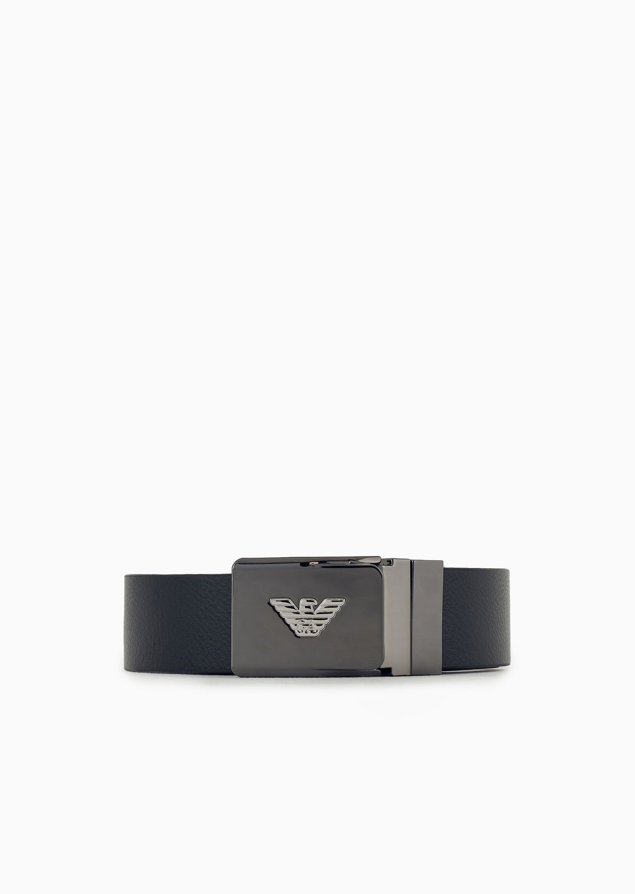 Leather belt with metal logo buckle - 1