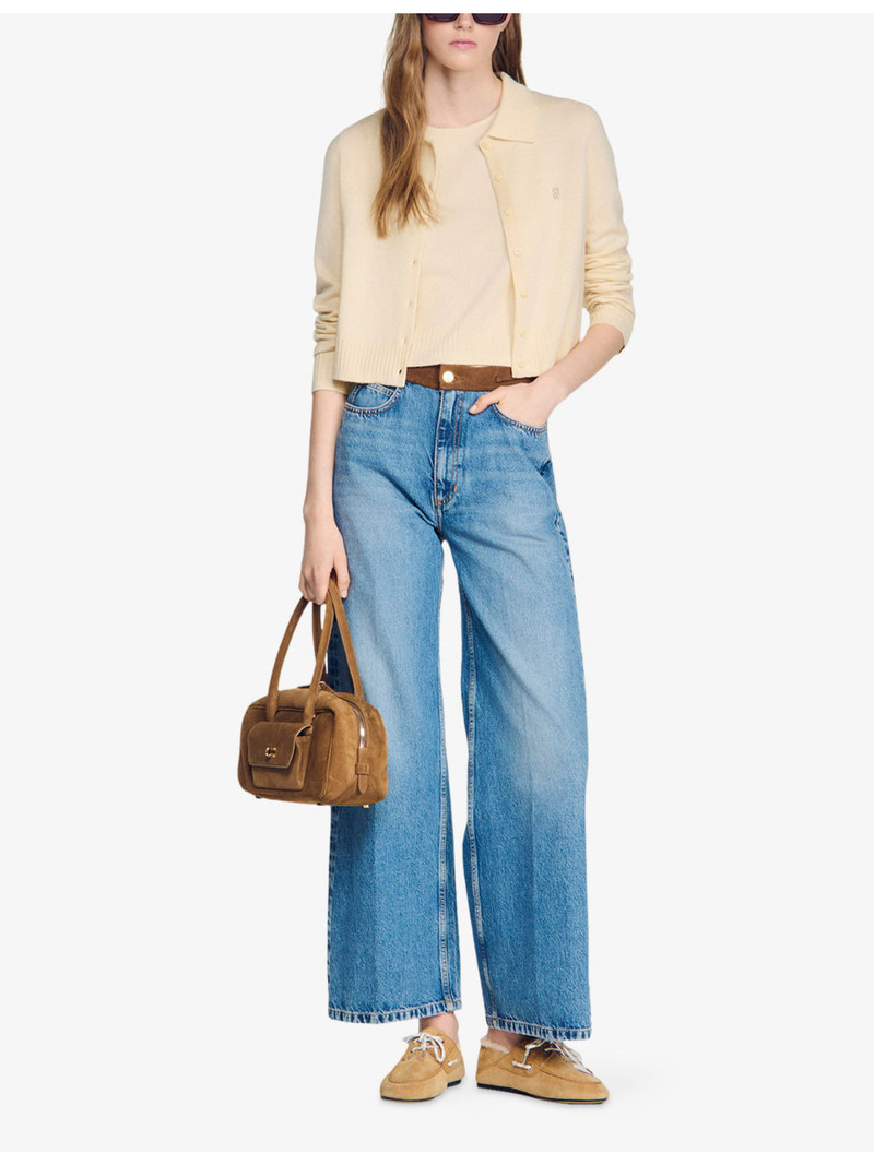 Sandro Branded Fine-Knit Wool and Cashmere Cardigan outlook