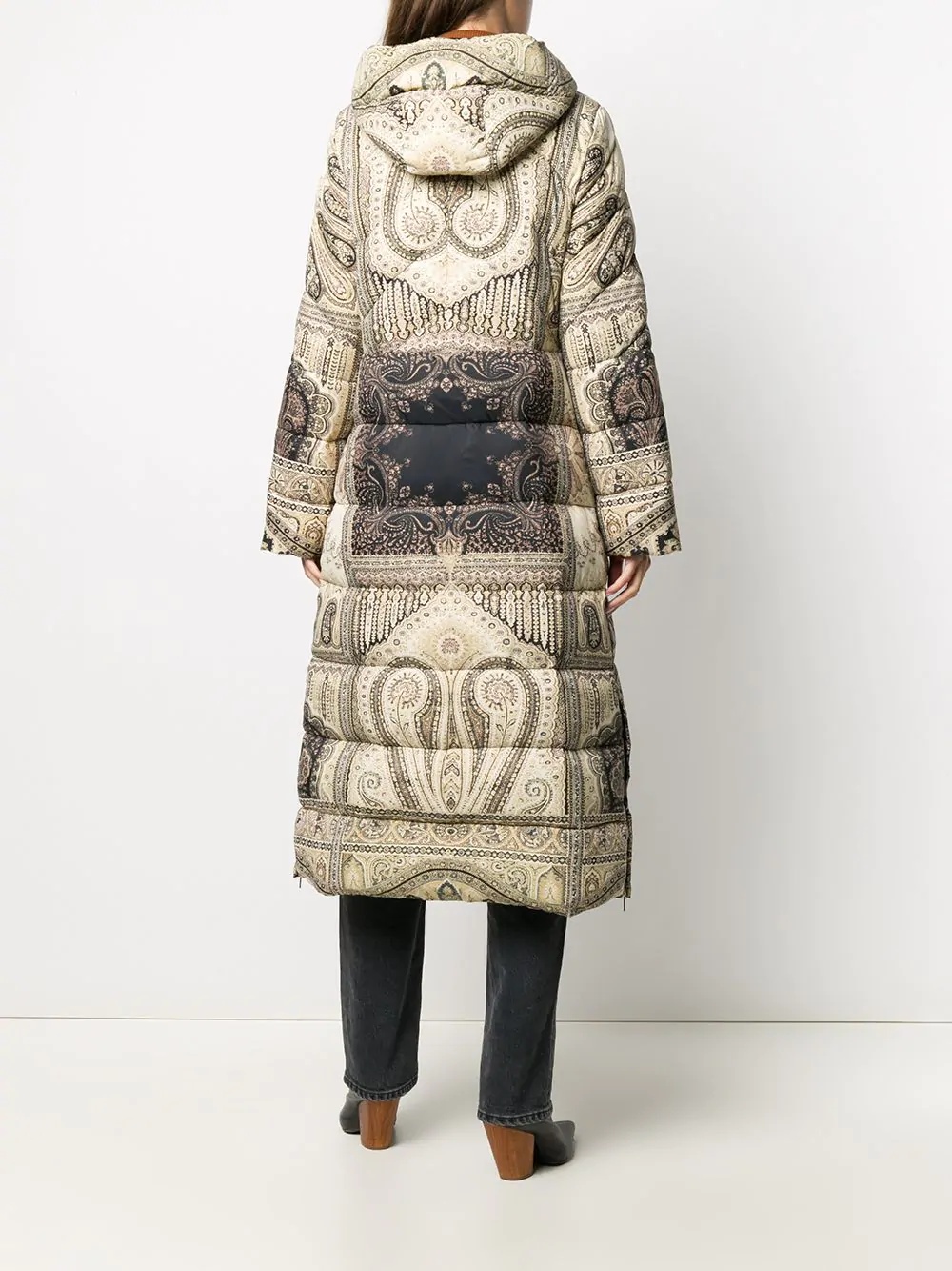 paisley print puffer coat - 4