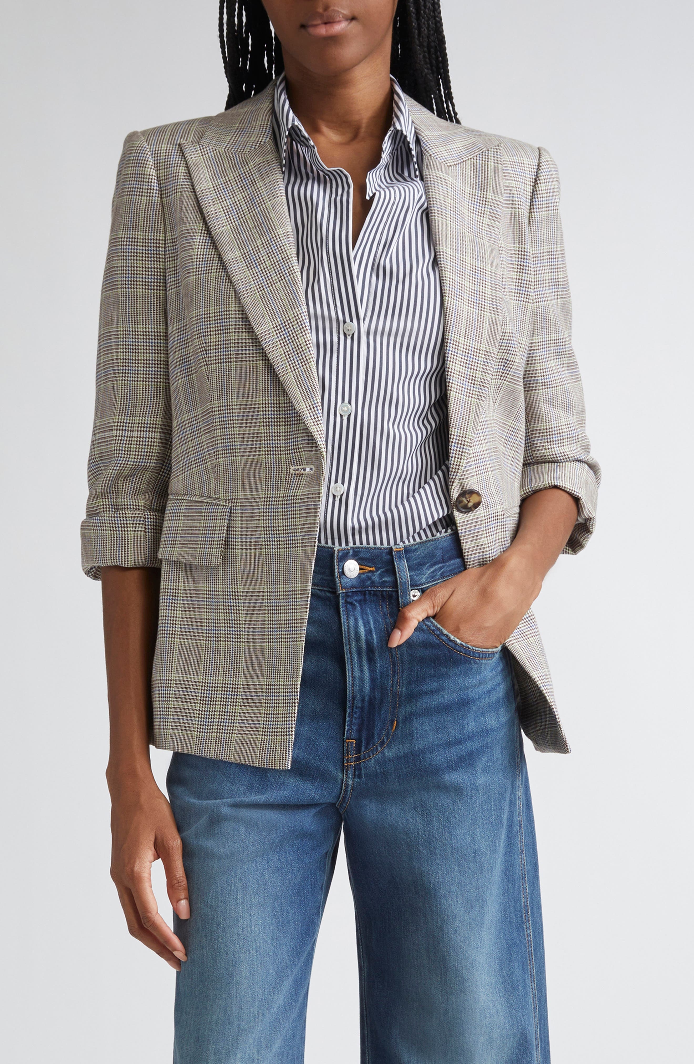 Veronica Beard Obie Linen Dickey Jacket in Off White Multi at Nordstrom - 3