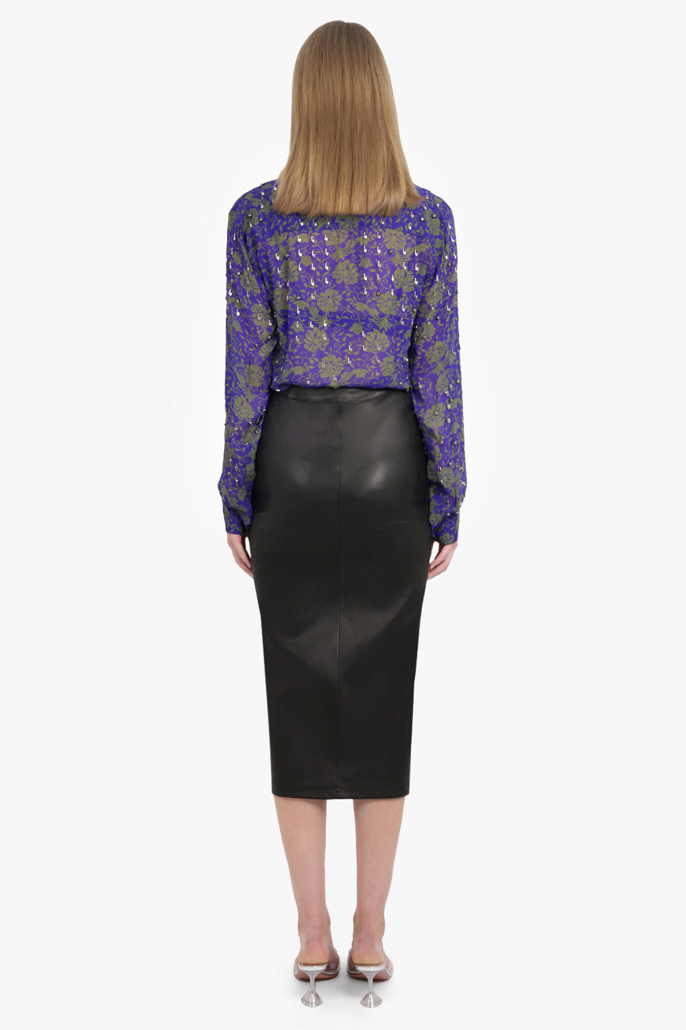 CHOWY FLORAL PRINT EMBELLISHED L/S SHIRT | PURPLE/GREEN - 5