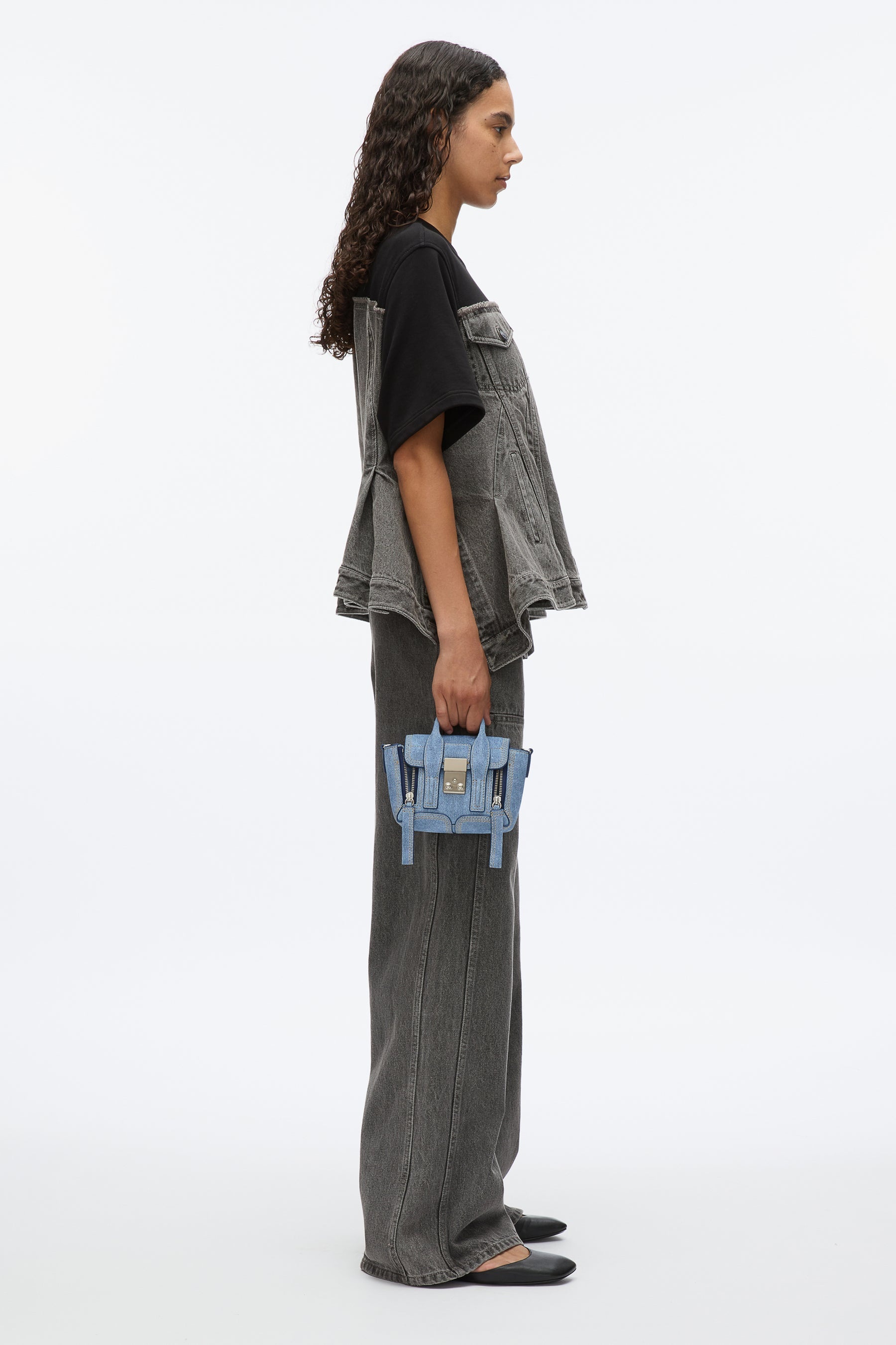 Flounce Hem Hybrid Denim Top - 3