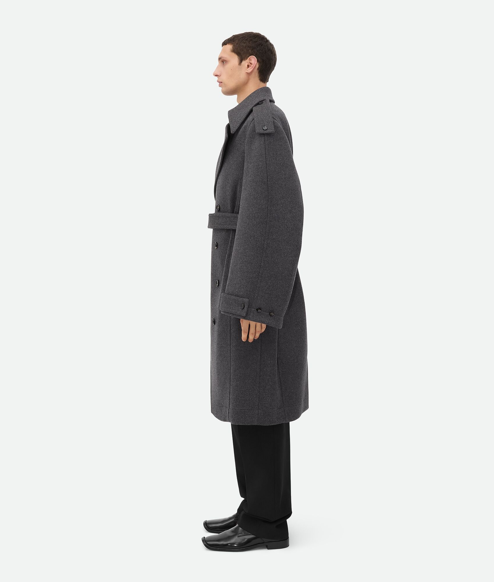 Double Face Wool Trench Coat - 2