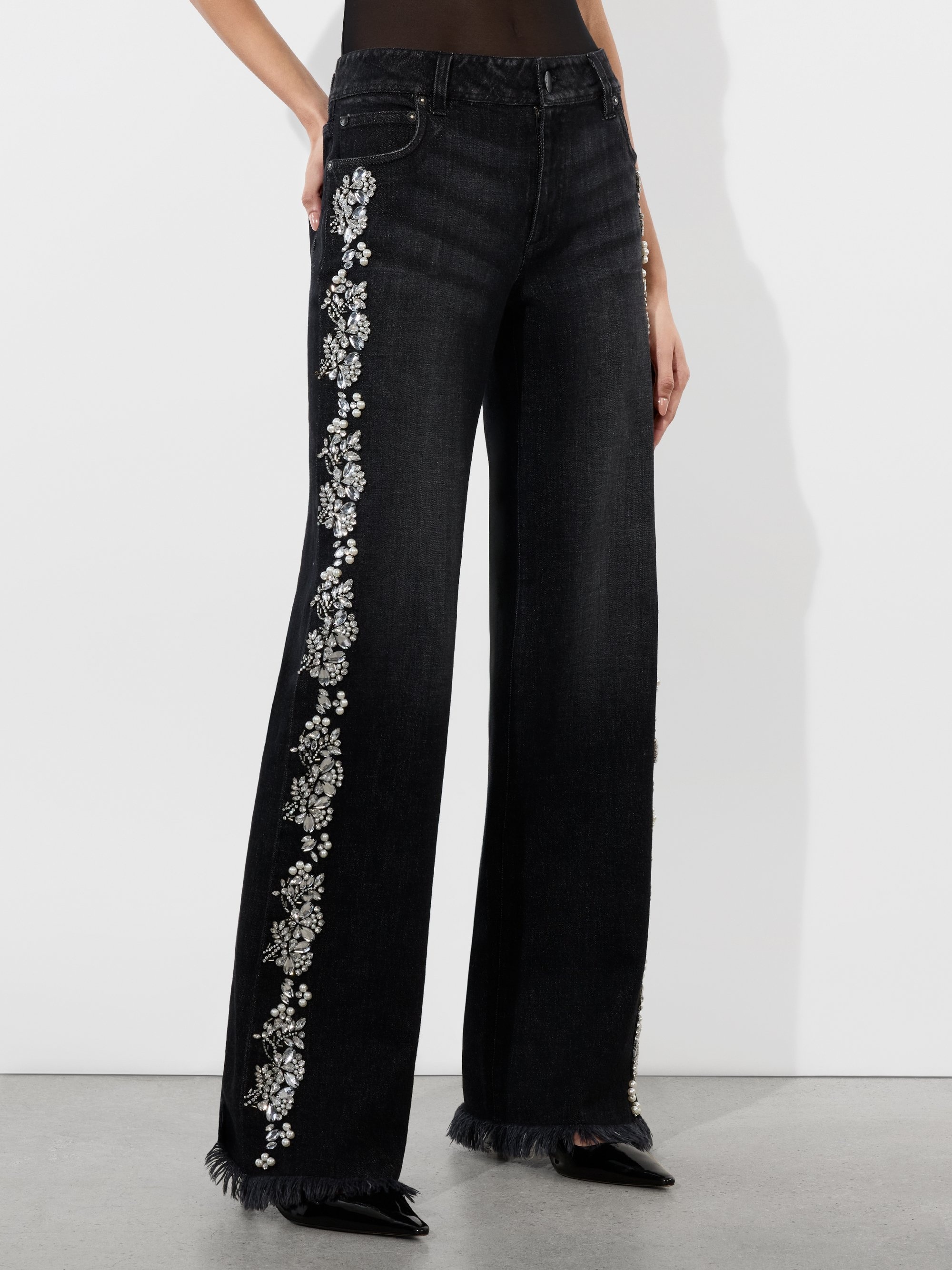 ROXIE EMBELLISHED LOW RISE STRAIGHT FLARE JEAN - 2