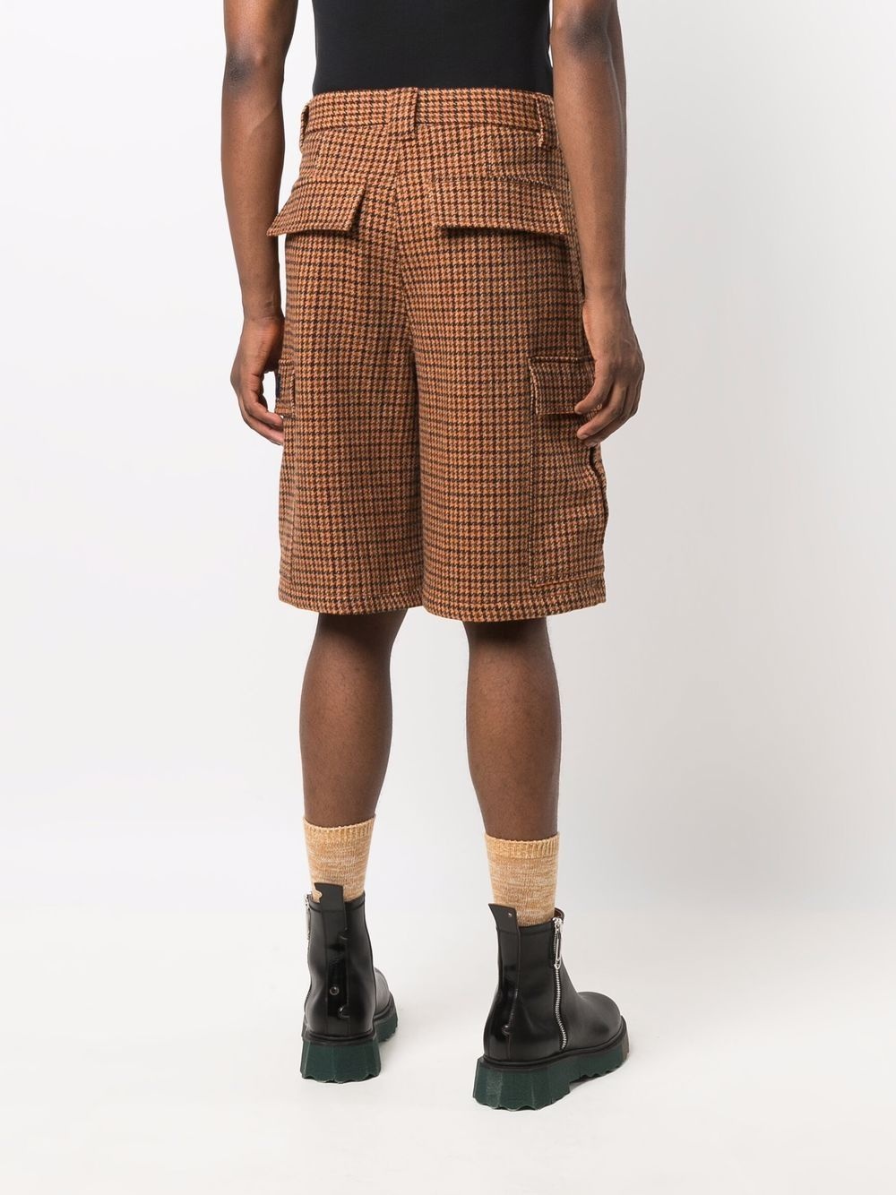 wool checked bermuda shorts - 4