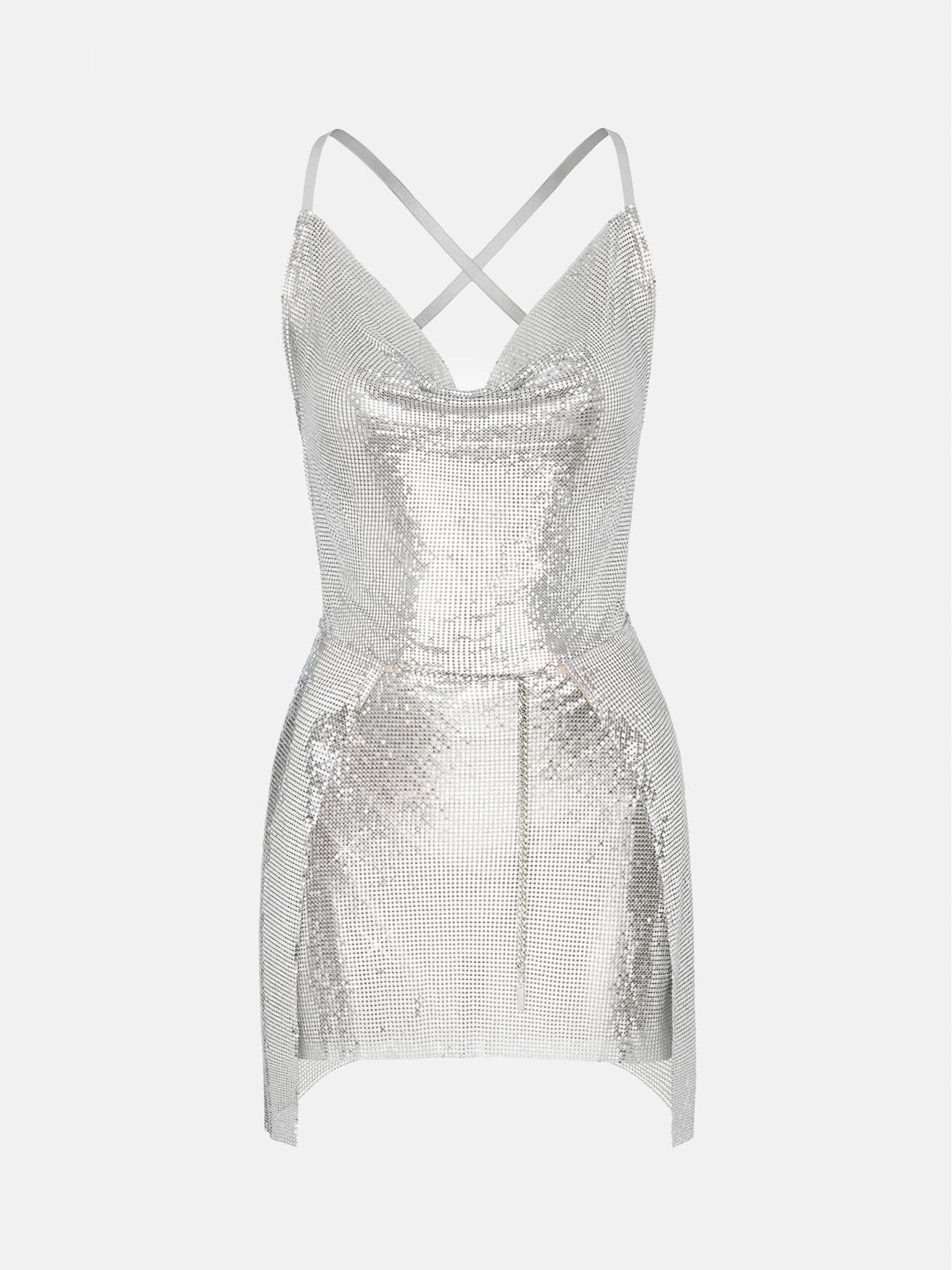 ADRIANNE DRESS CHROME SILVER - 6