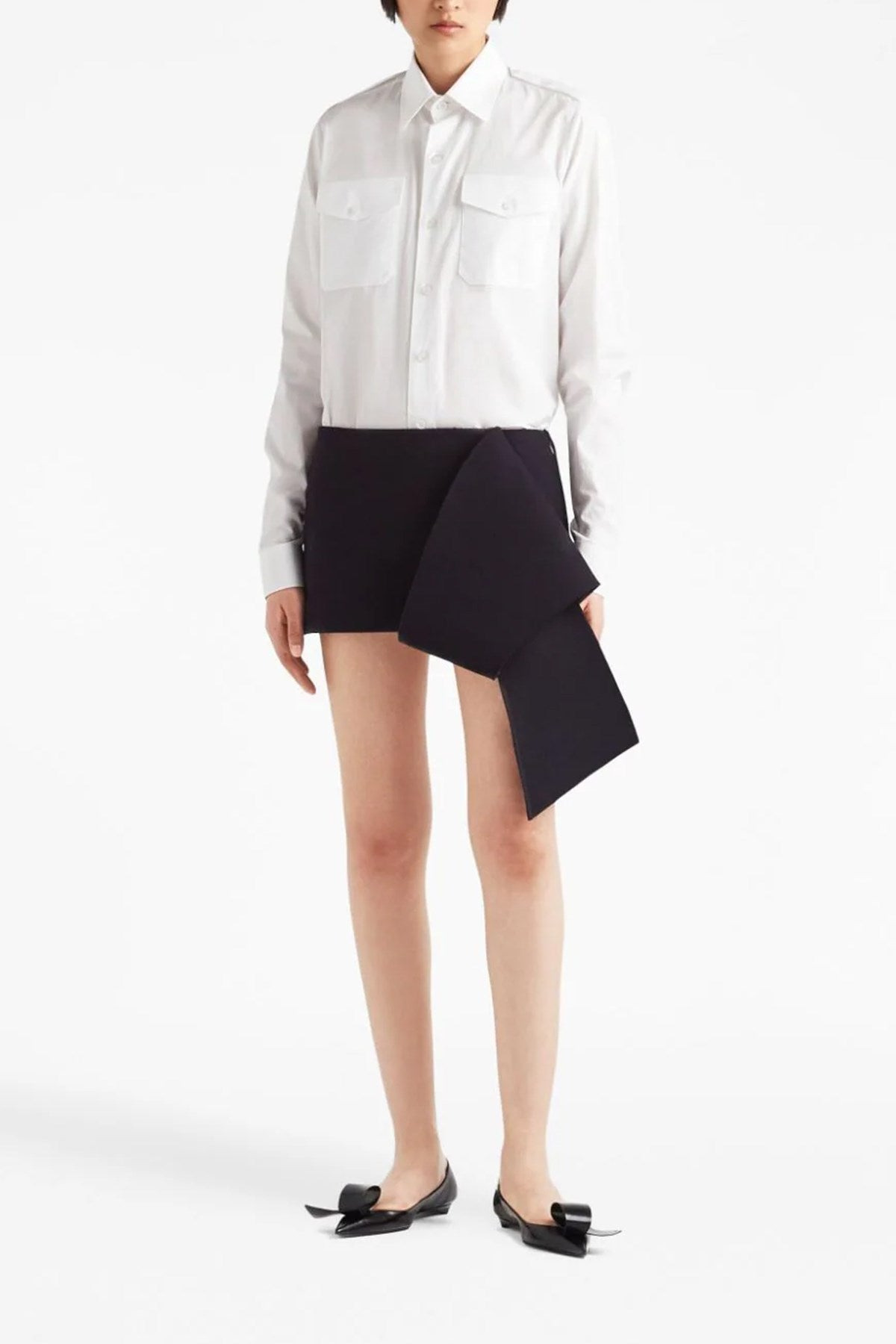 Prada Women Midnight Blue Wool Blend Mini Skirt - 2