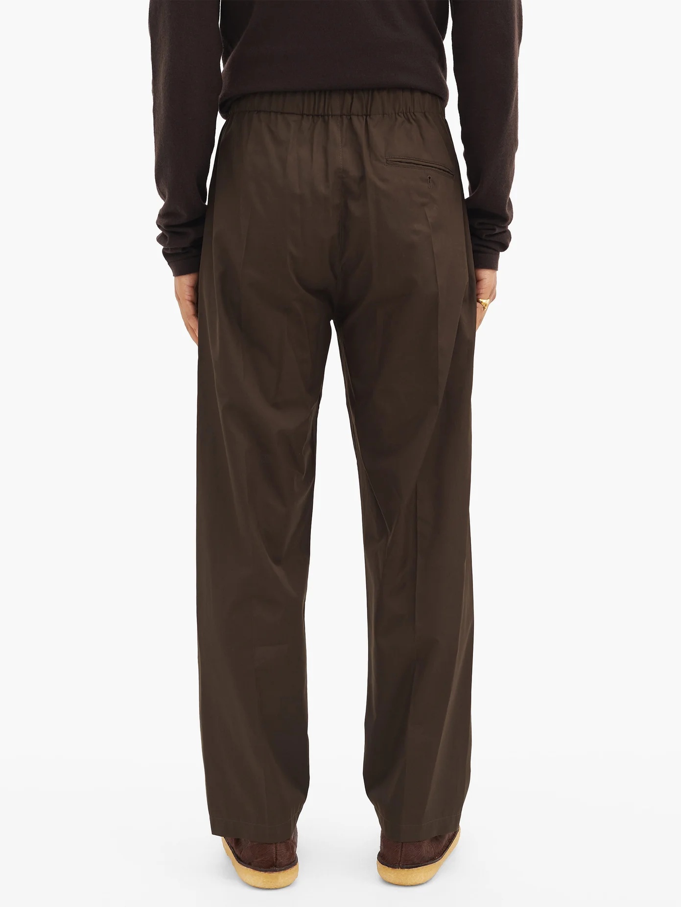 Elasticated-waist cotton-twill trousers - 5