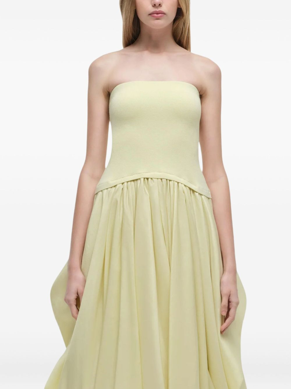 strapless balloon-skirt midi day dress - 3