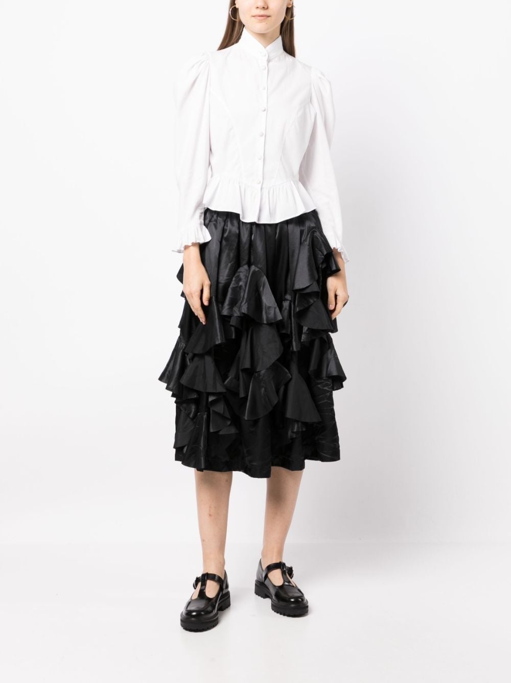 satin ruffled midi skirt - 2