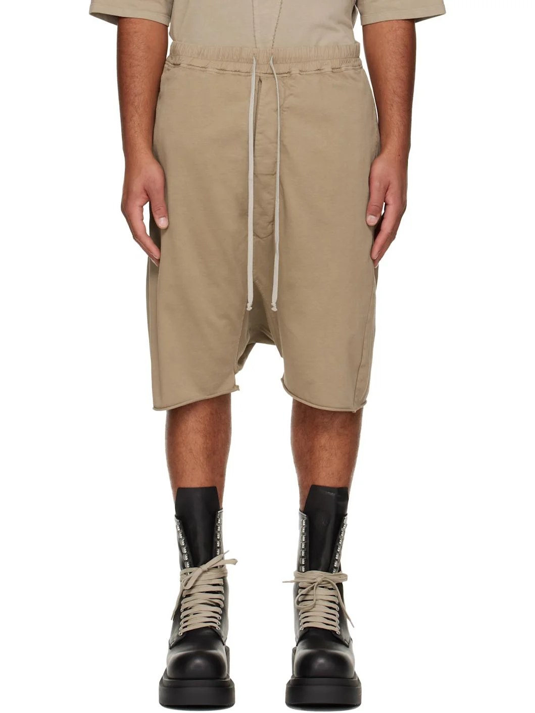 Taupe Concordians Drawstring Pods Shorts - 1