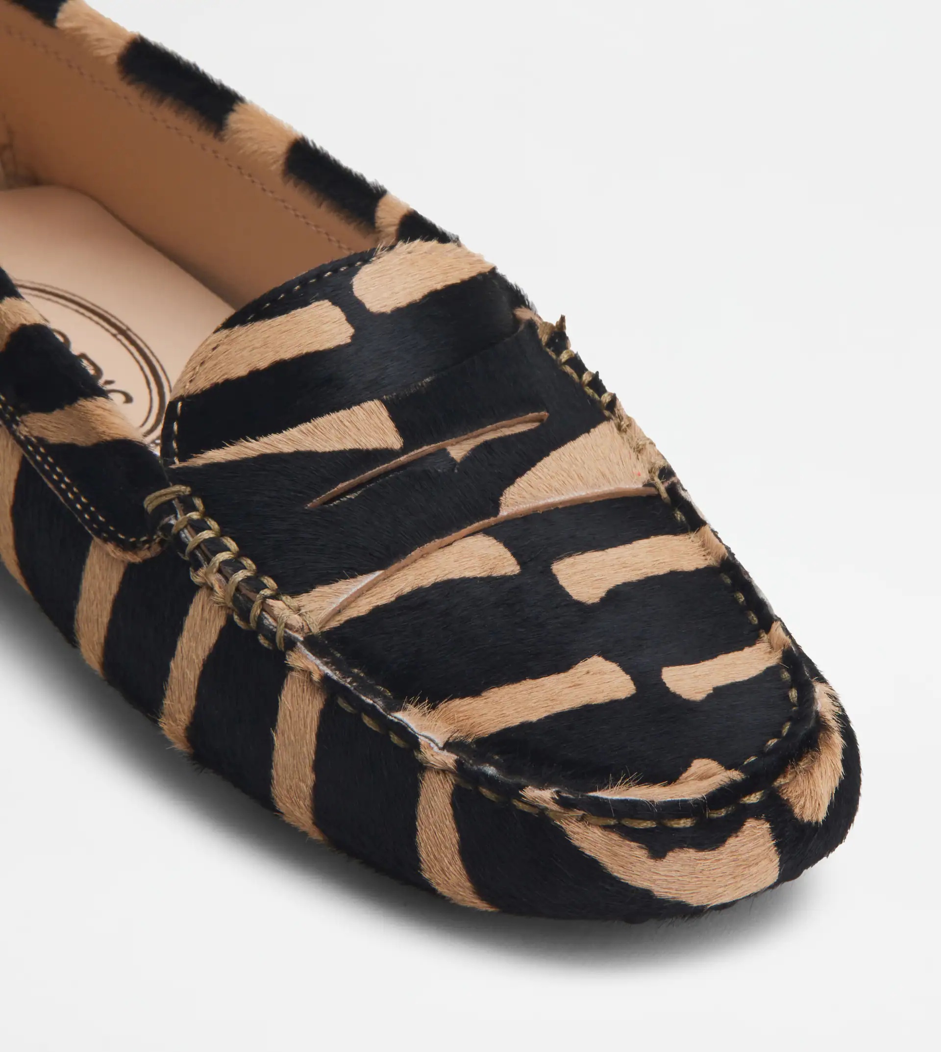 GOMMINO DRIVING SHOES IN PONYSKIN-EFFECT LEATHER - BLACK, BROWN - 6