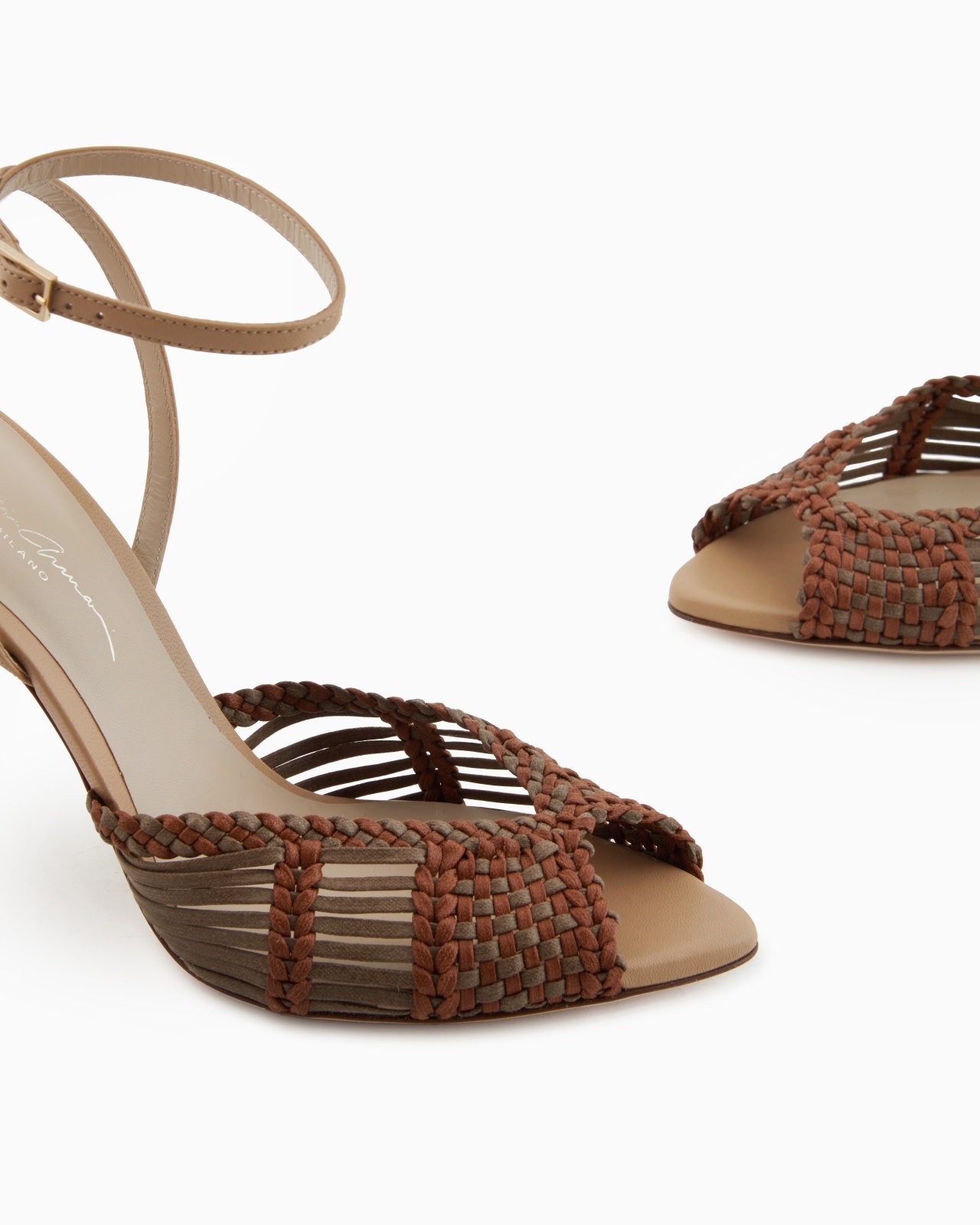 WOVEN LEATHER HEELED SANDALS - 5