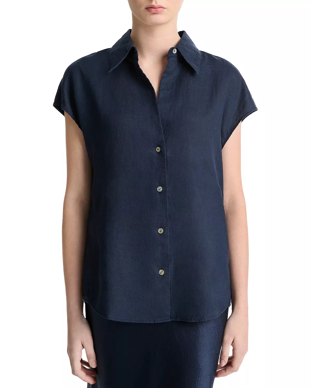 Linen Cap Sleeve Shirt - 1