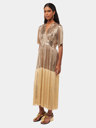 Paco Rabanne LIGHT GOLD KAFTAN MESH DRESS WITH FRINGES DETAILS outlook