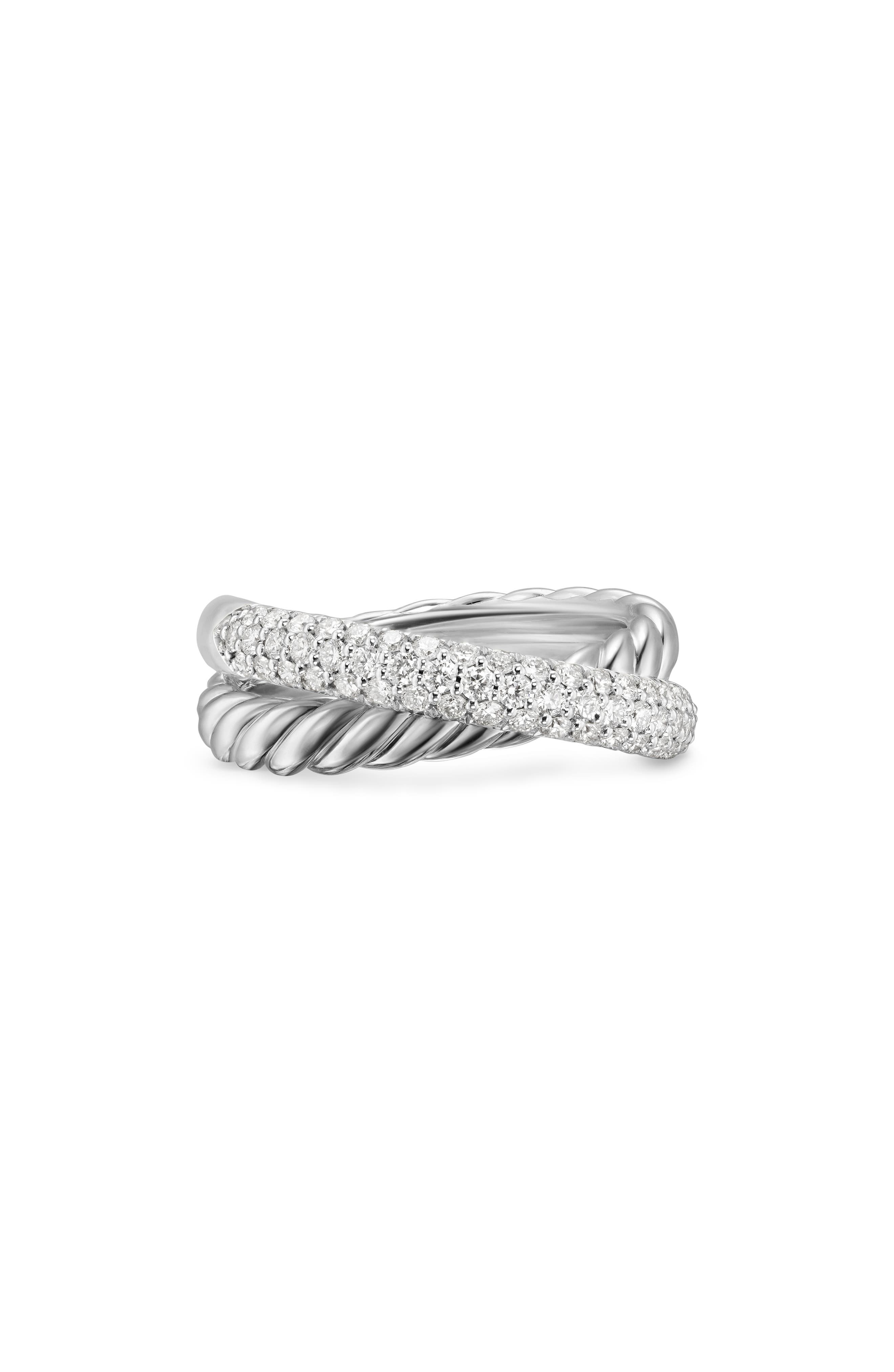 David Yurman Crossover Two-Row Ring in Sterling Silver with Diamonds, 7.5mm at Nordstrom - 5