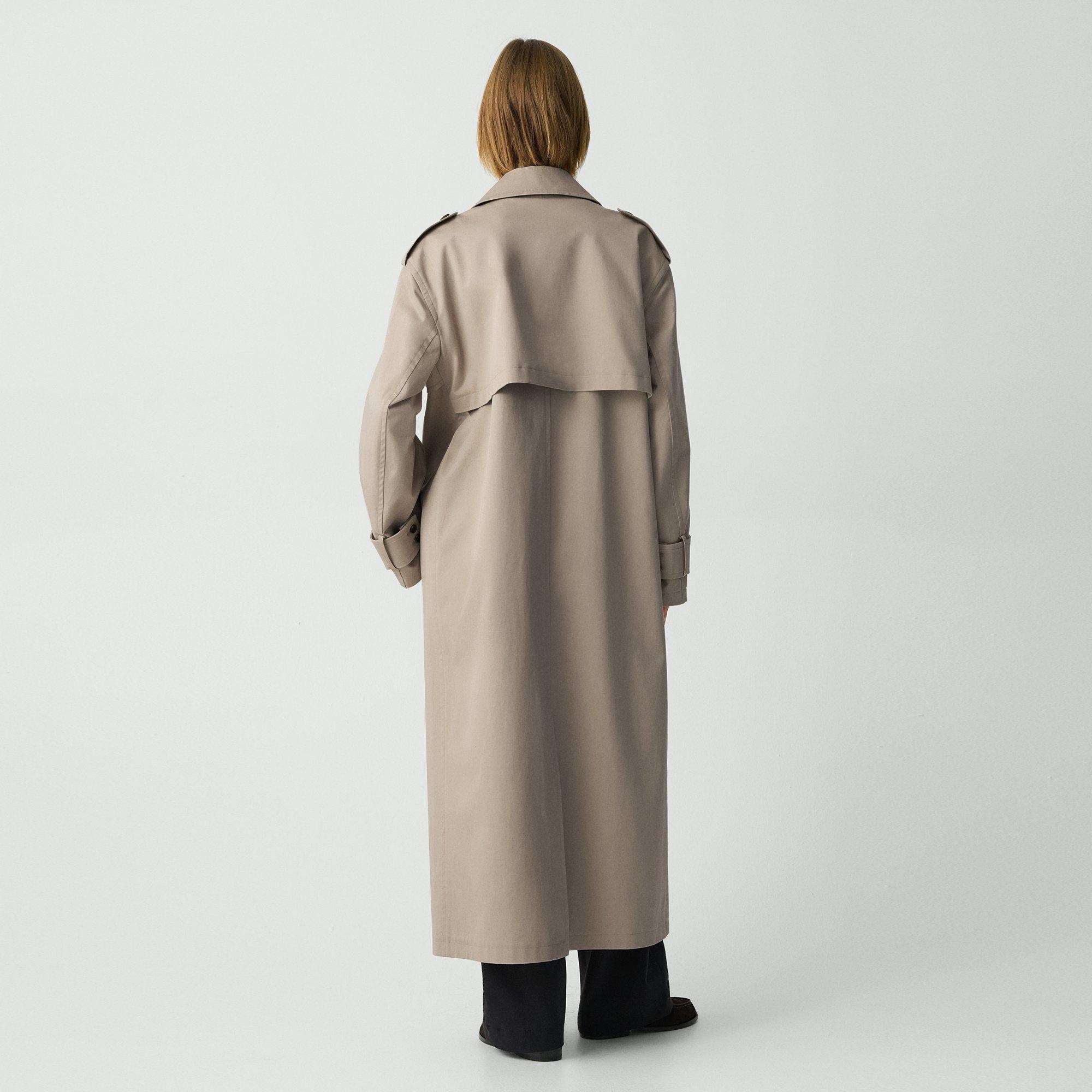 Oversized Double-Breasted Trench Coat in Cotton Gabardine - 4