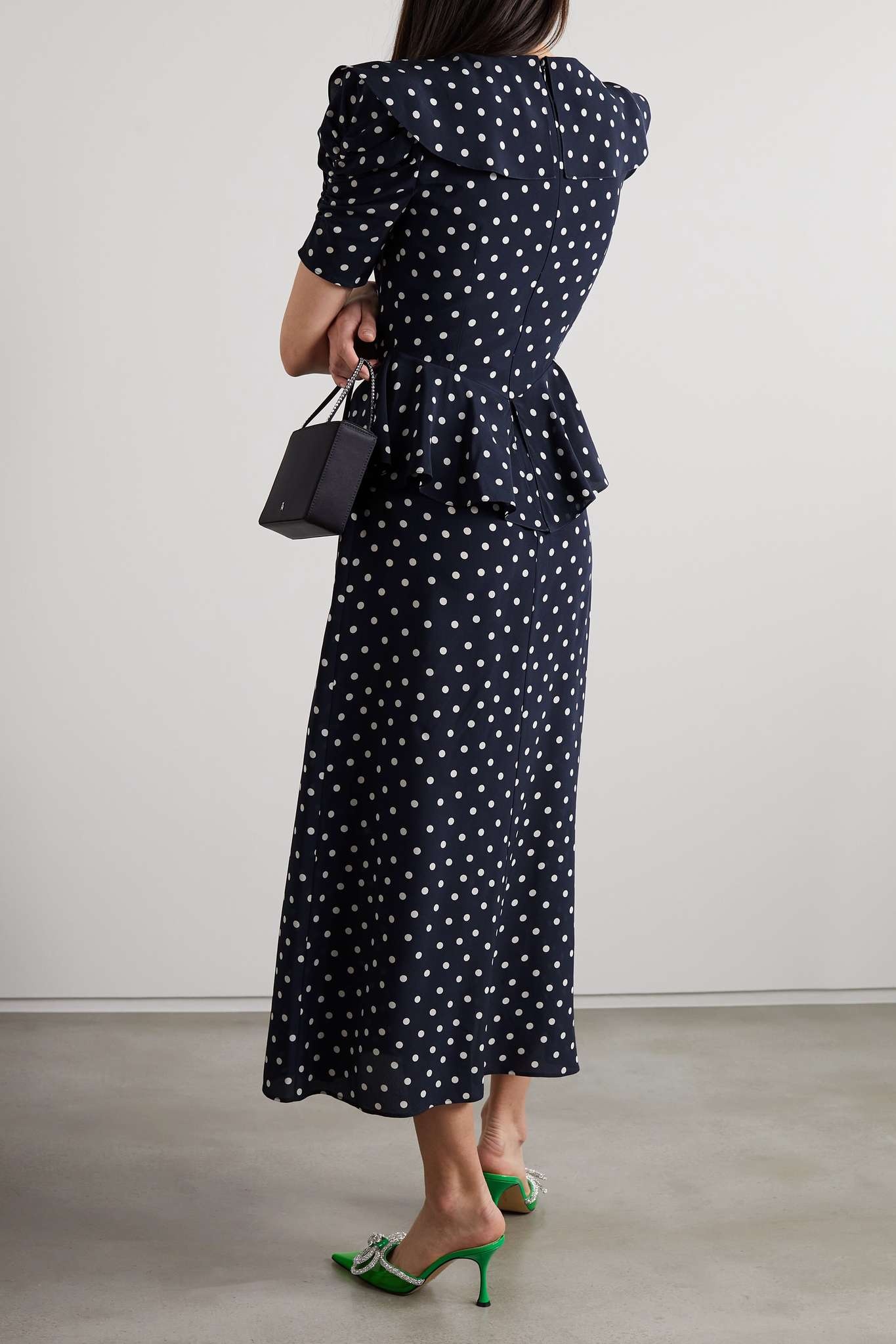 Ruffled polka-dot silk midi dress - 3