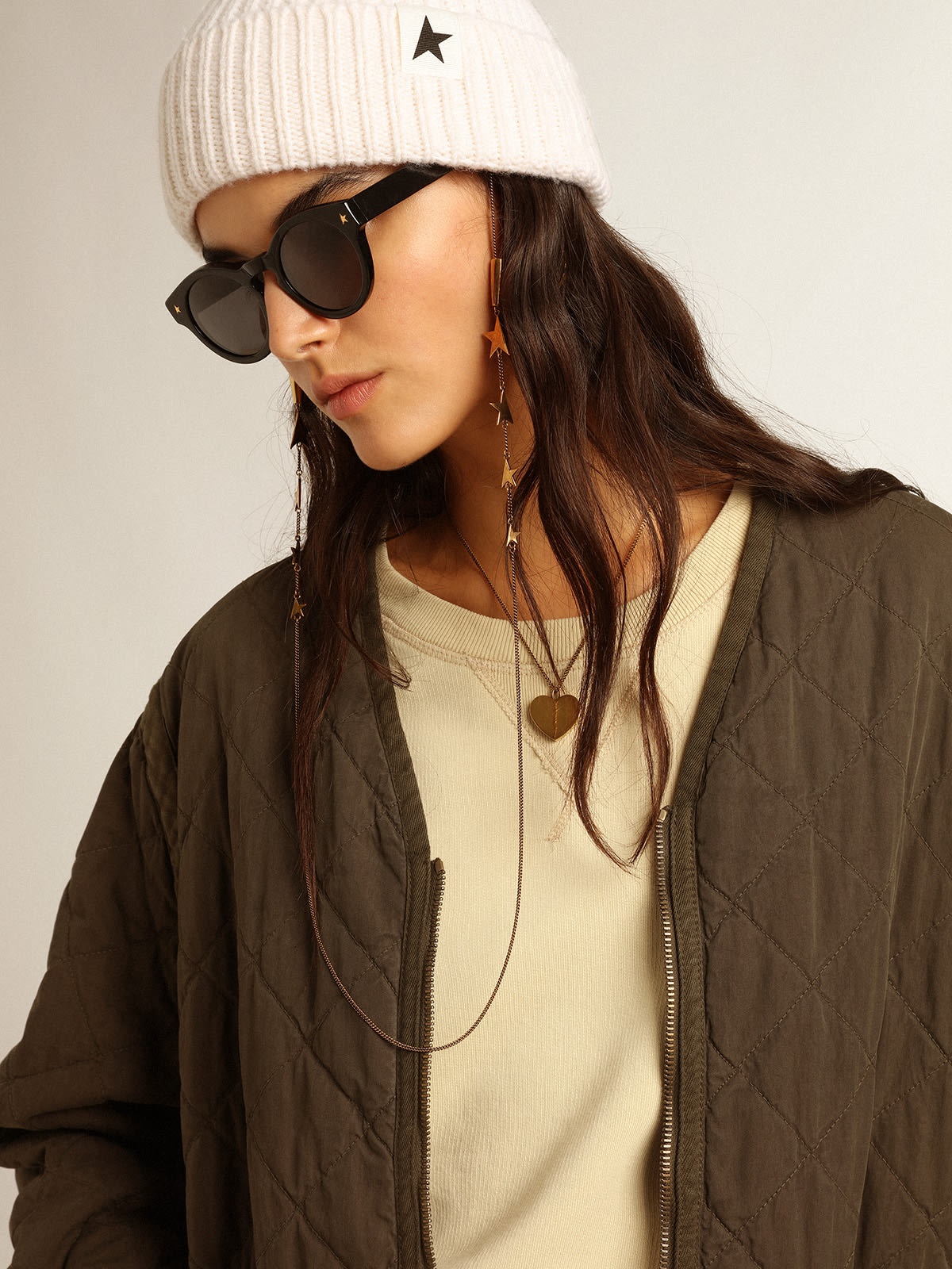 Olive-green quilted jacket - 2