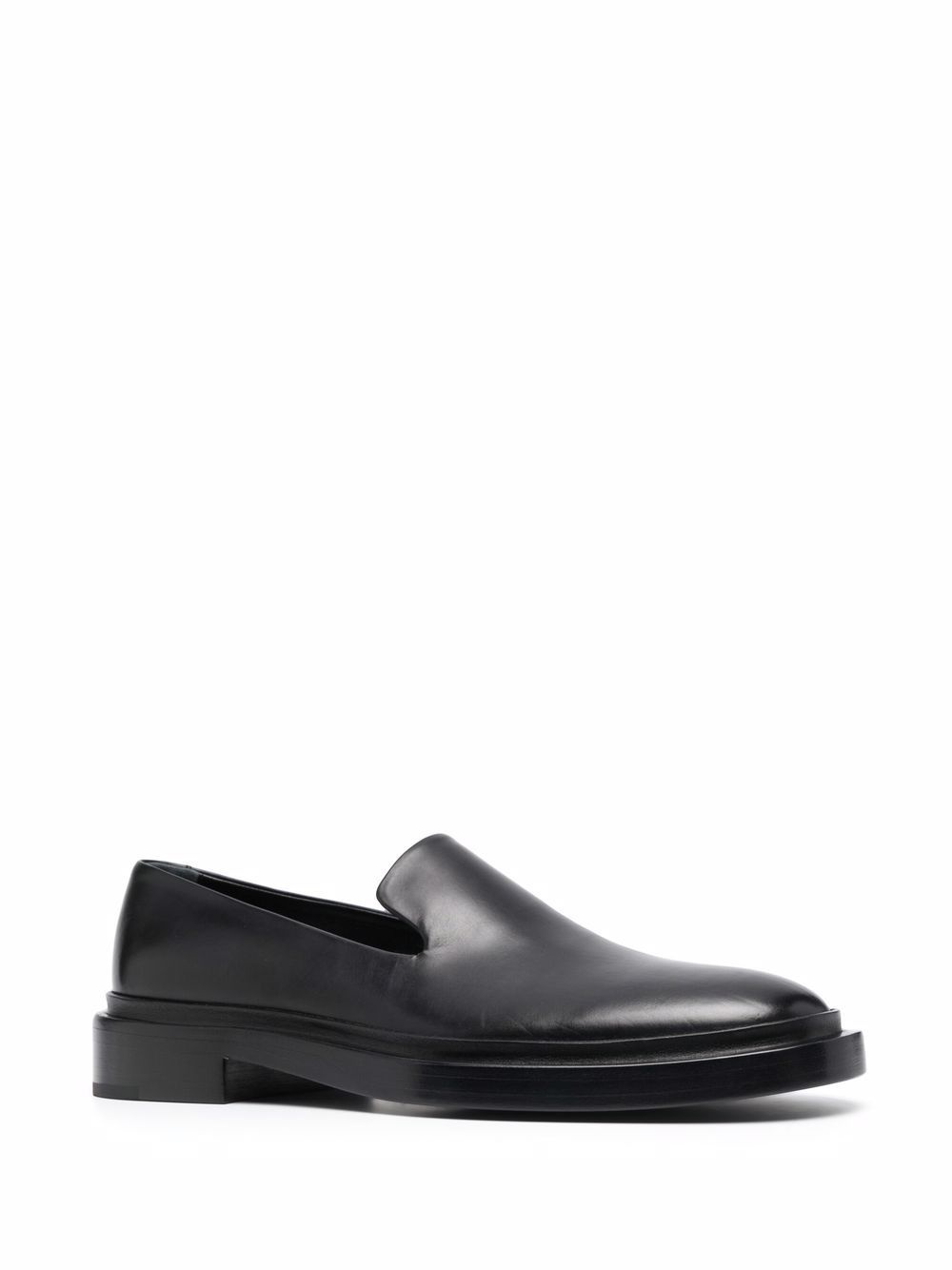 round-toe polished-finish loafers - 2